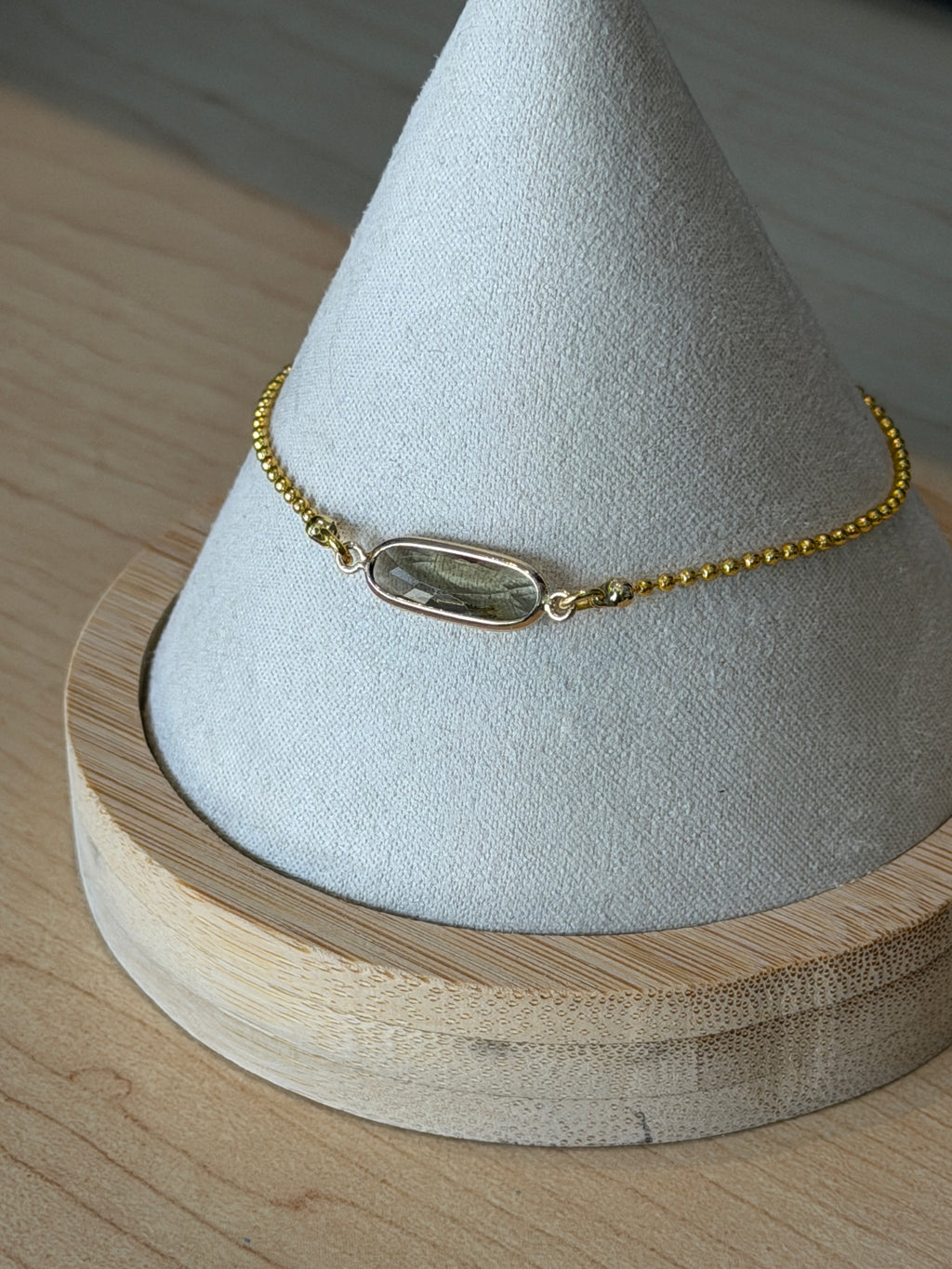 Solo bracelet #8 Grey Crystal and Gold single bracelet