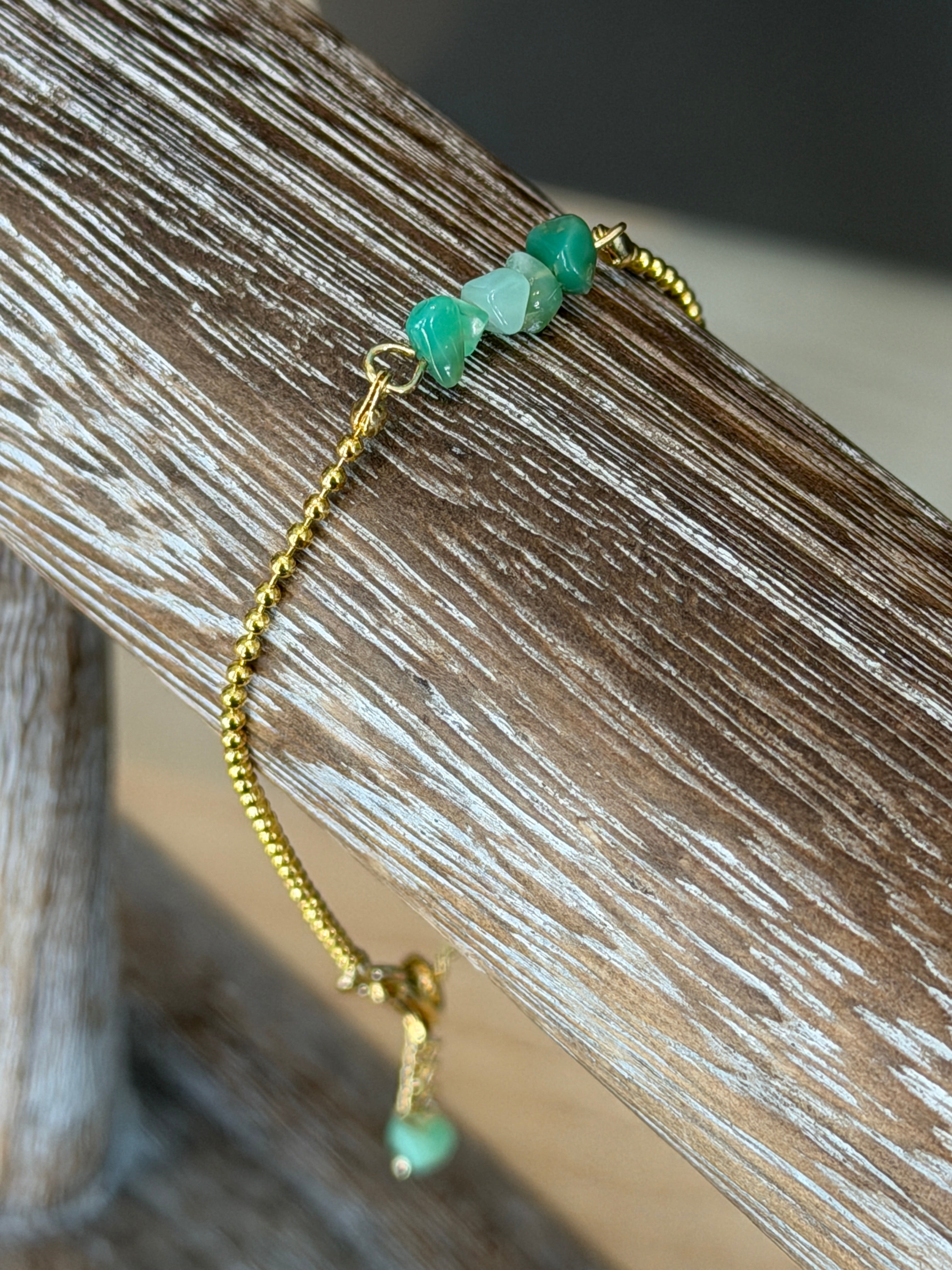 Solo #3 Chrysoprase and Gold single bracelet