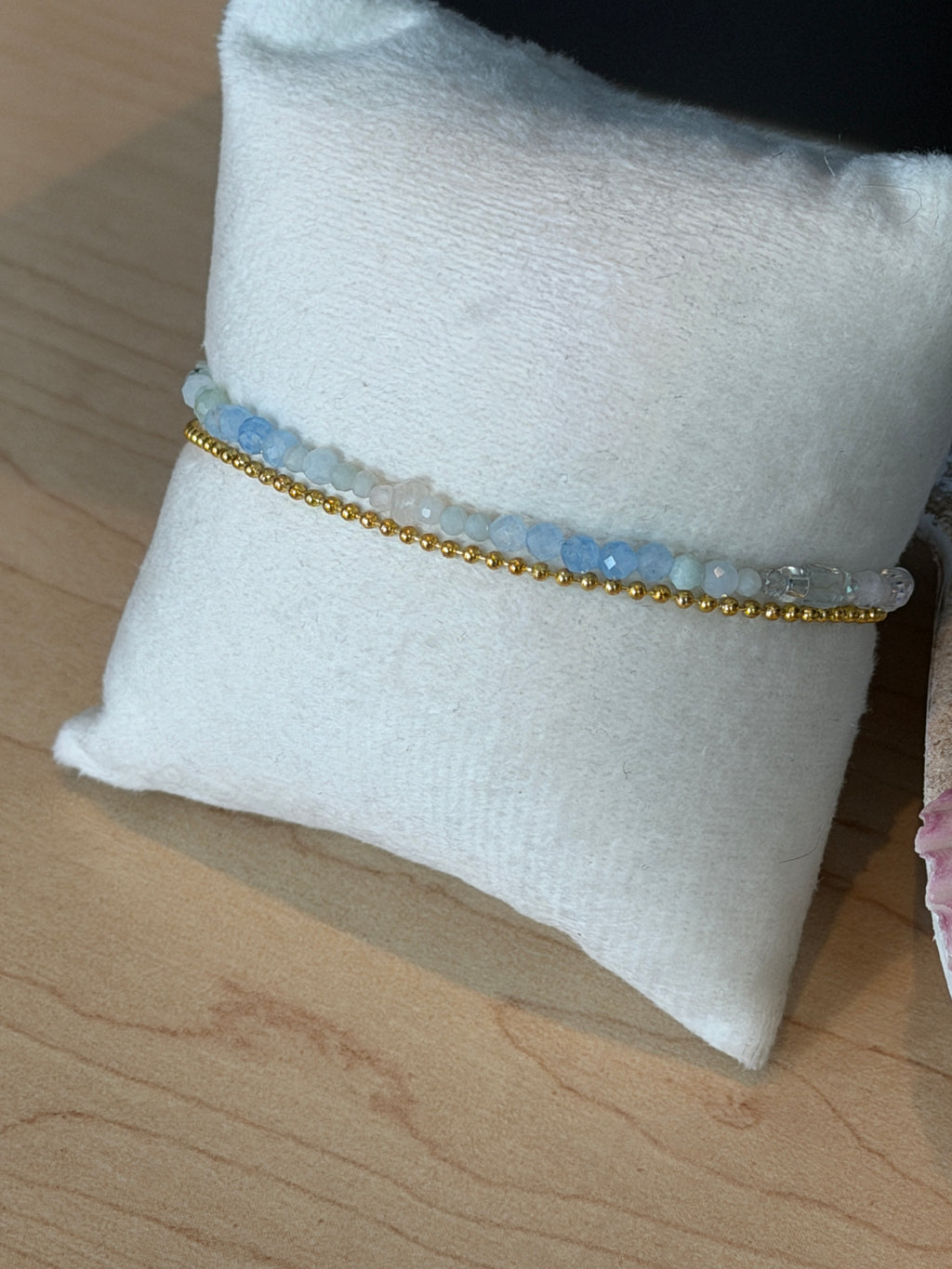 Duet bracelet #7 Aquamarine, mixed gemstones, and glass beads