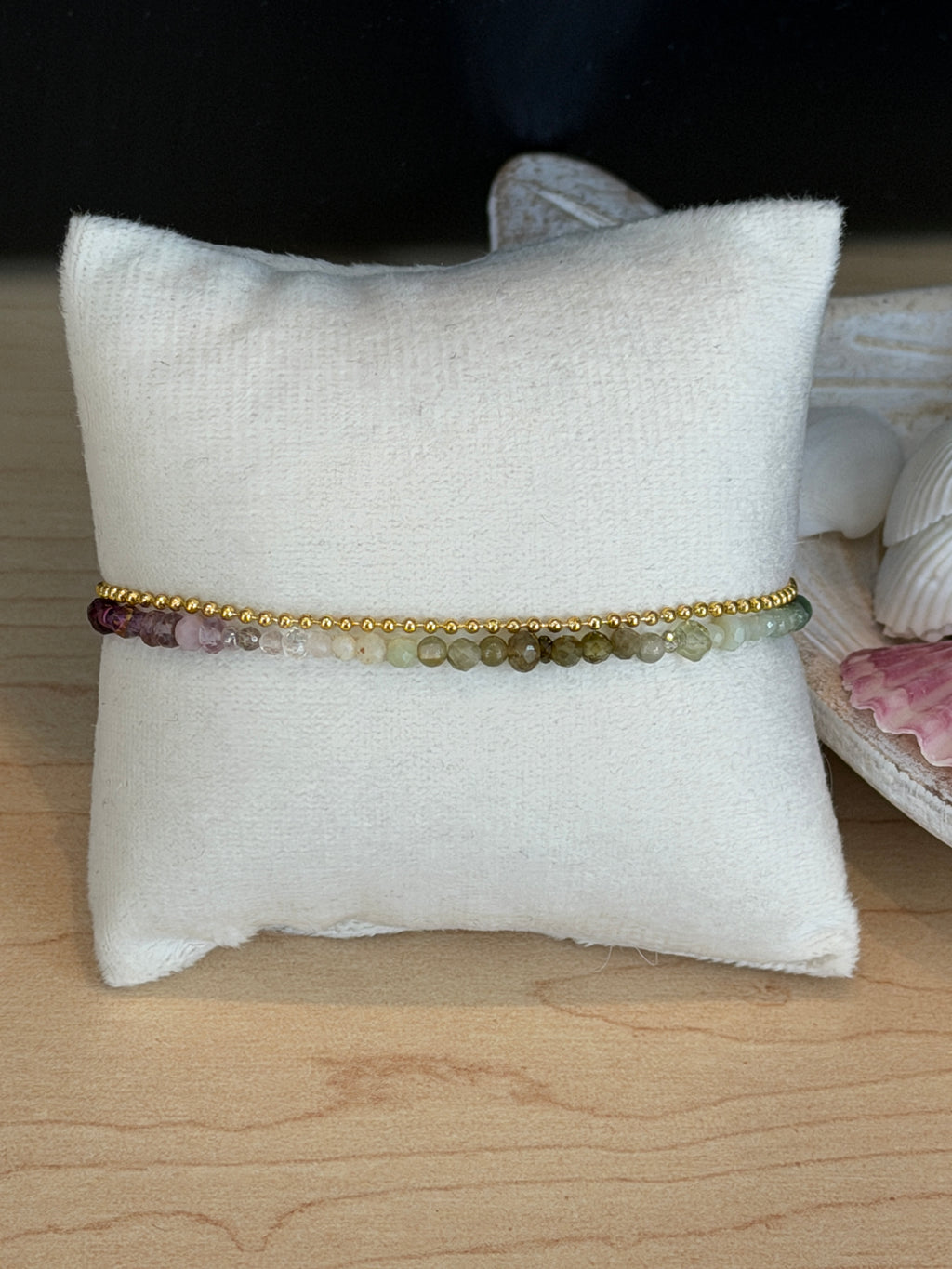 Duet Bracelet green/garnet @Evanston Made Storefront