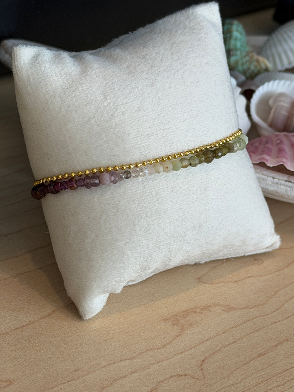 Duet Bracelet green/garnet @Evanston Made Storefront