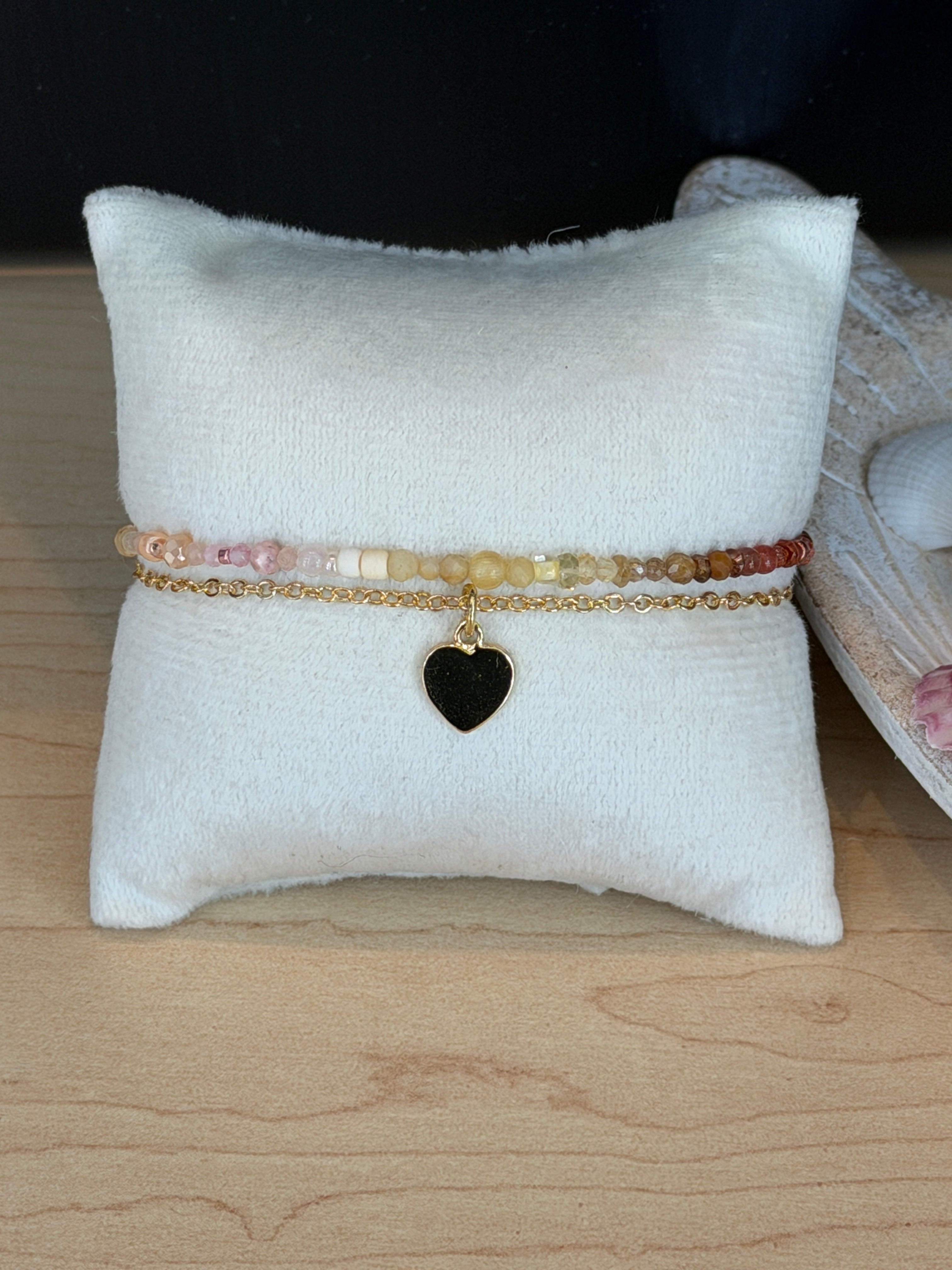 Duet bracelet #6 with Gold Plated Heart Charm