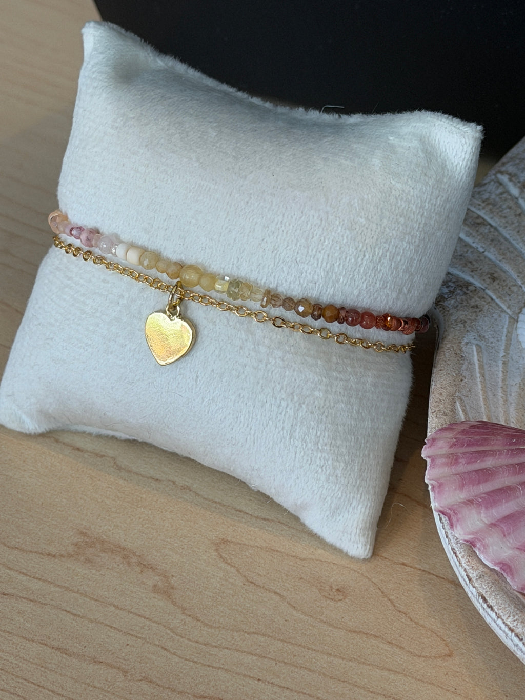 Duet bracelet #6 with Gold Plated Heart Charm