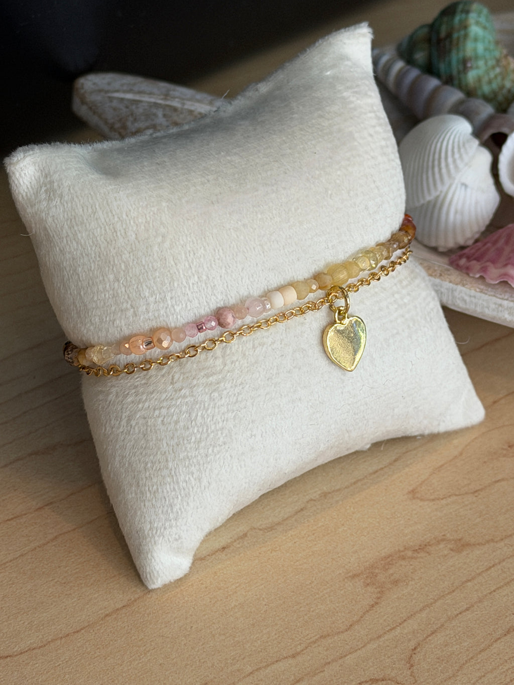 Duet bracelet #6 with Gold Plated Heart Charm