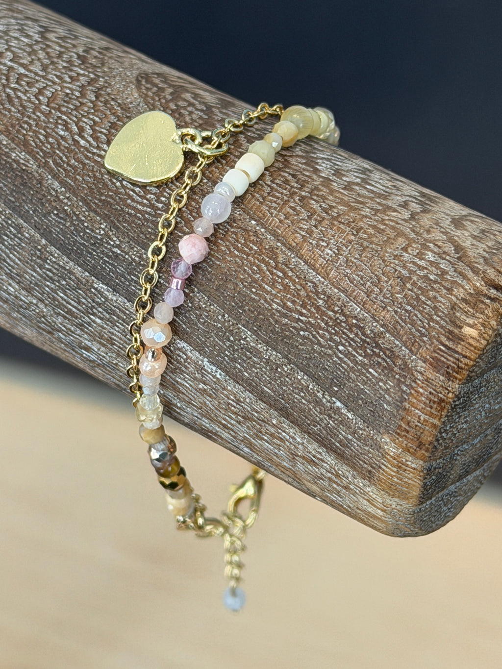 Duet bracelet #6 with Gold Plated Heart Charm