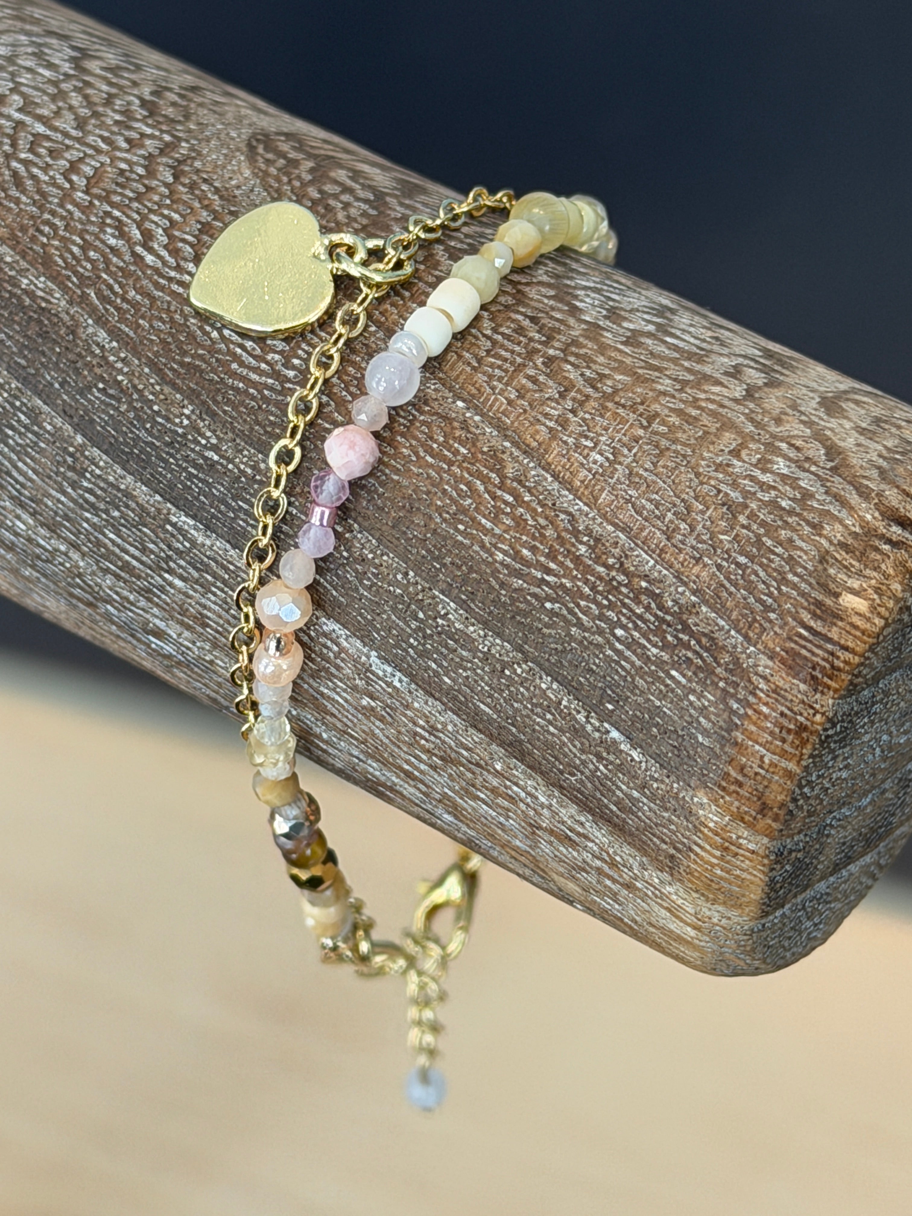 Duet bracelet #6 with Gold Plated Heart Charm