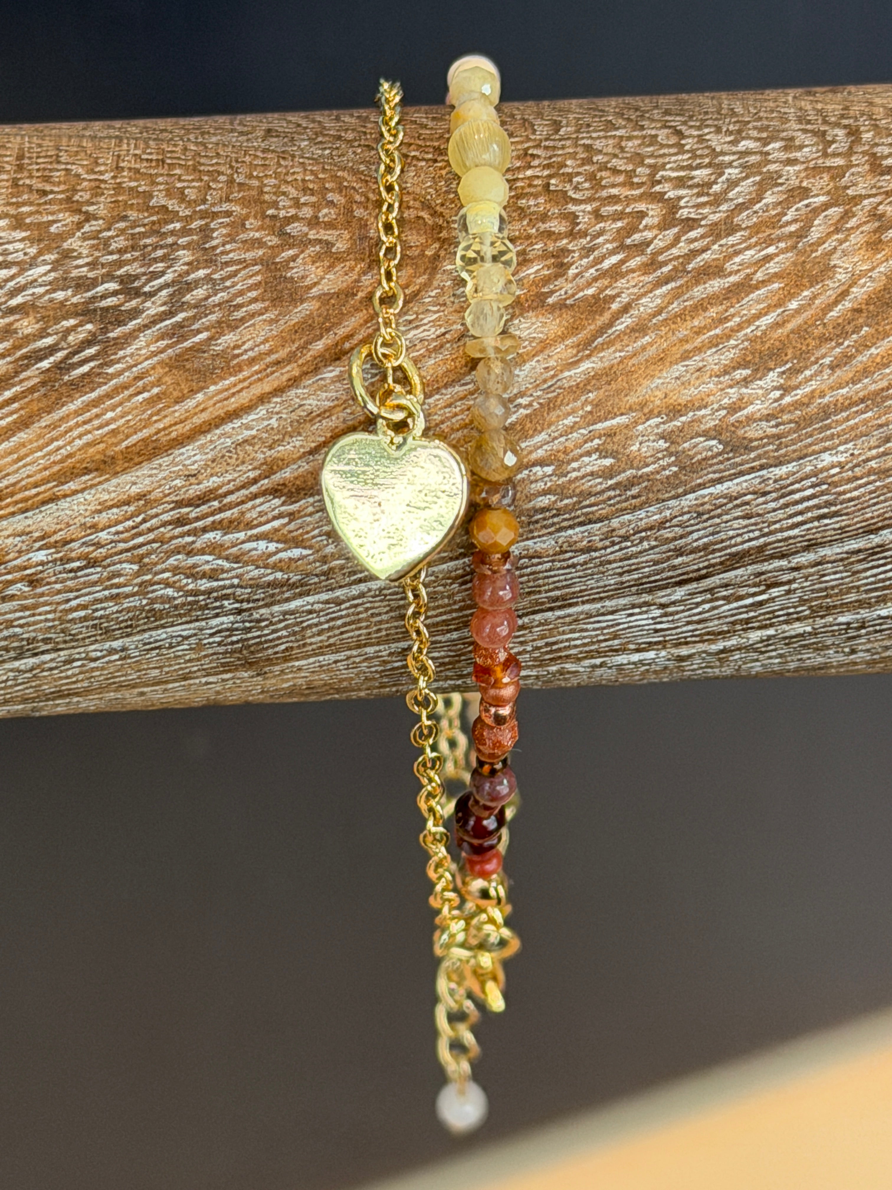 Duet bracelet #6 with Gold Plated Heart Charm