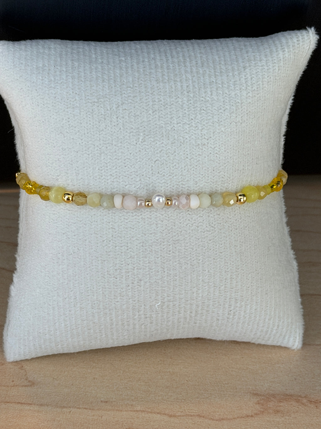 Solo bracelet #10 Mixed yellow gemstones, crystals, and pearls