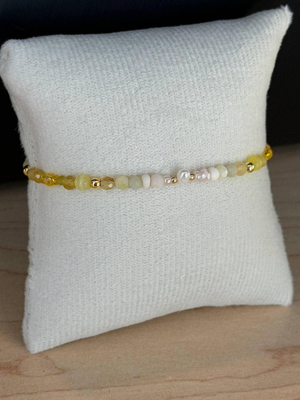 Solo bracelet #10 Mixed yellow gemstones, crystals, and pearls