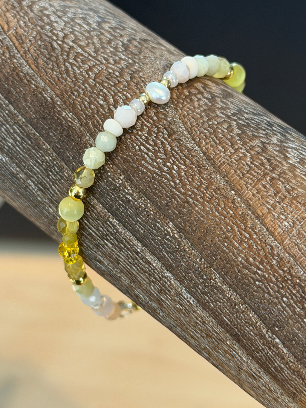 Solo bracelet #10 Mixed yellow gemstones, crystals, and pearls