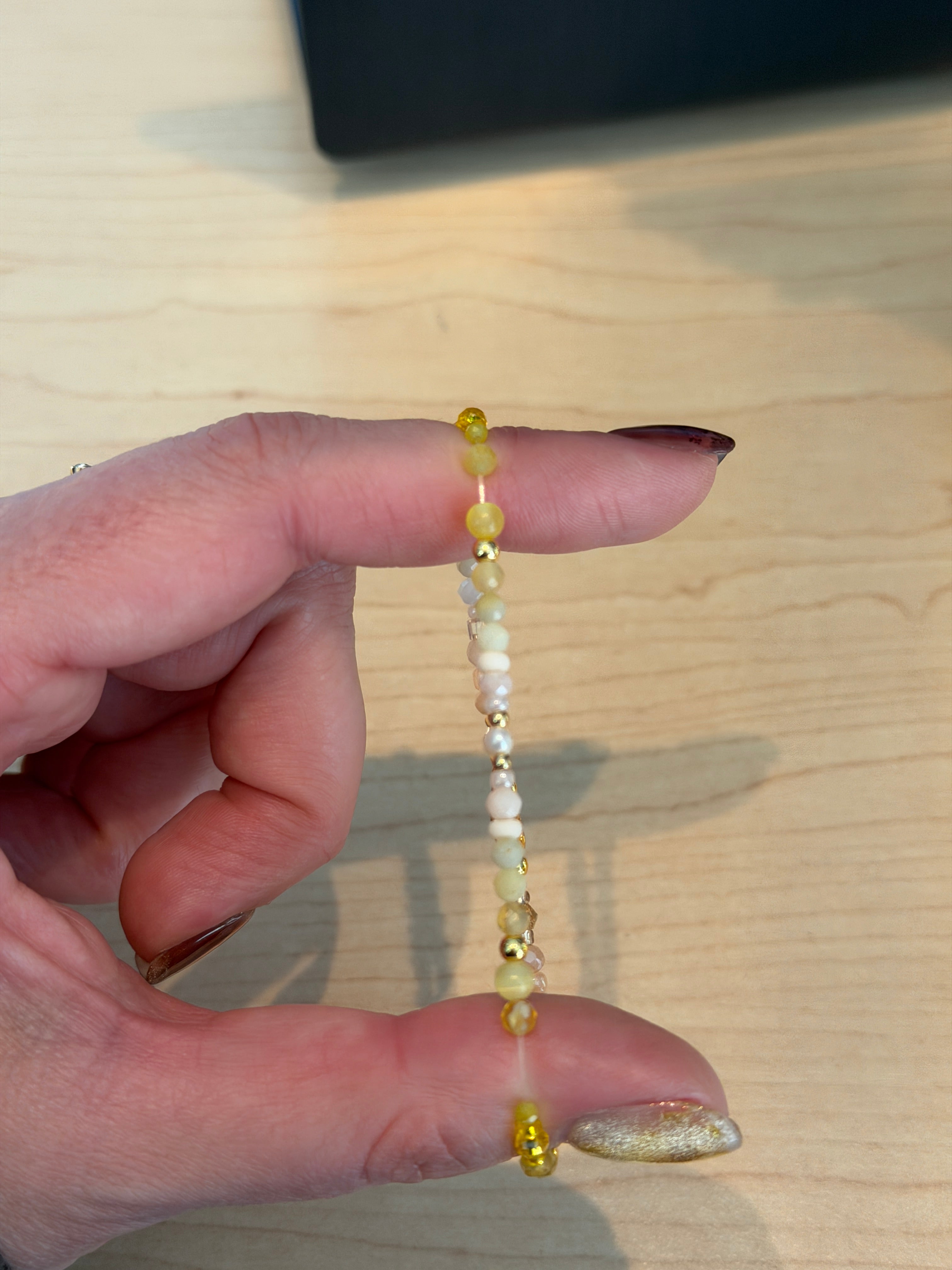 Solo bracelet #10 Mixed yellow gemstones, crystals, and pearls