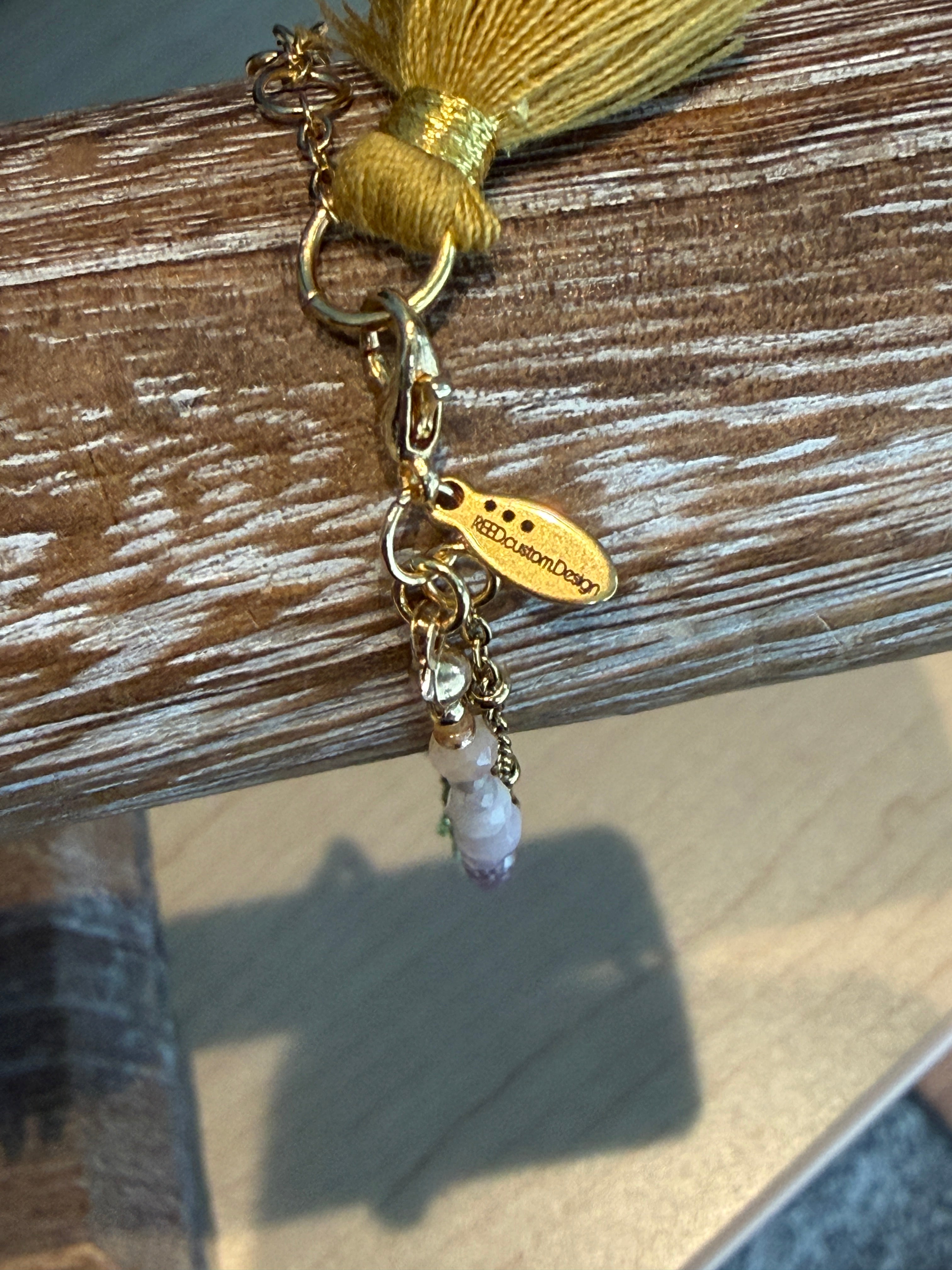 Duet bracelet #20 mixed gemstones, freshwater pearl, and tassel