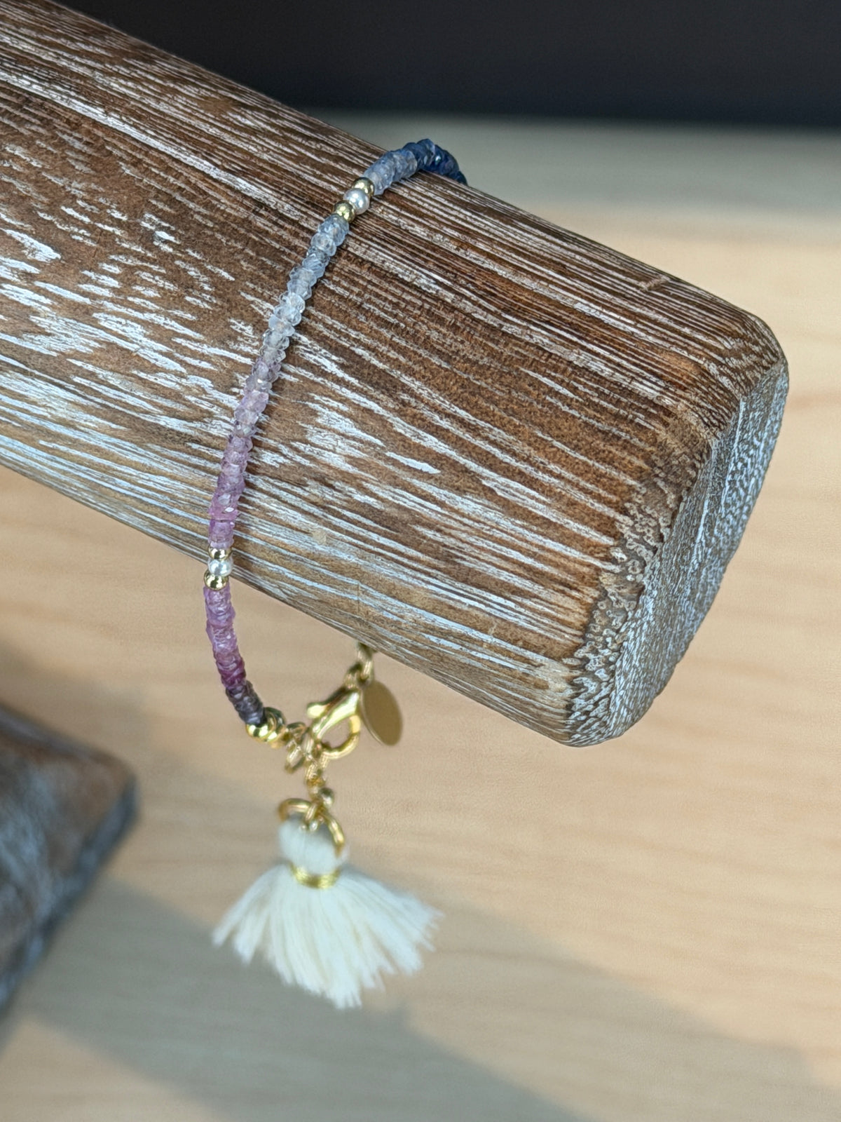 Aria bracelet #3 2mm Sapphire, freshwater pearl, 18k gold plated stainless steel