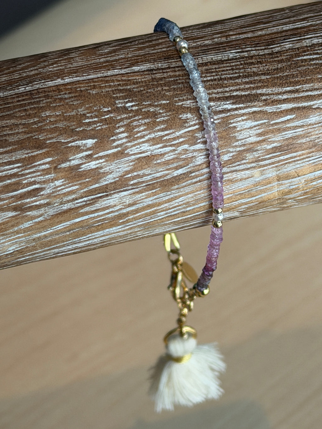 Aria bracelet #3 2mm Sapphire, freshwater pearl, 18k gold plated stainless steel