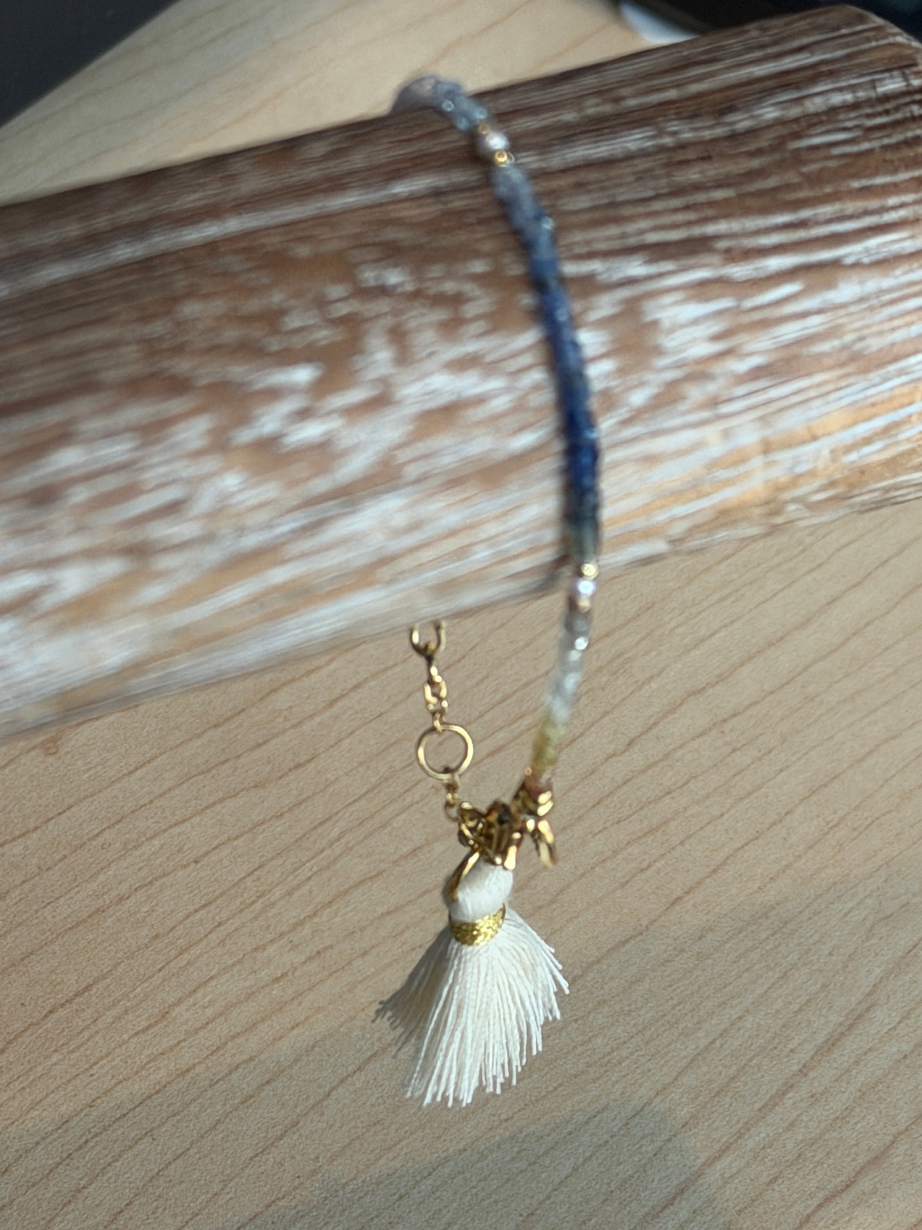 Aria bracelet #3 Sapphire, freshwater pearl, 14k gold plated accents