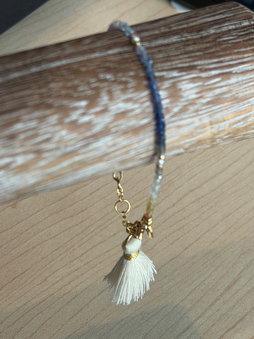 Aria bracelet #3 Sapphire, freshwater pearl, 14k gold plated accents