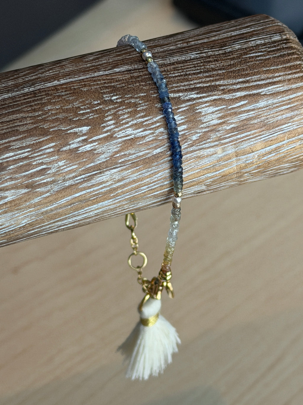 Aria bracelet #3 2mm Sapphire, freshwater pearl, 18k gold plated stainless steel
