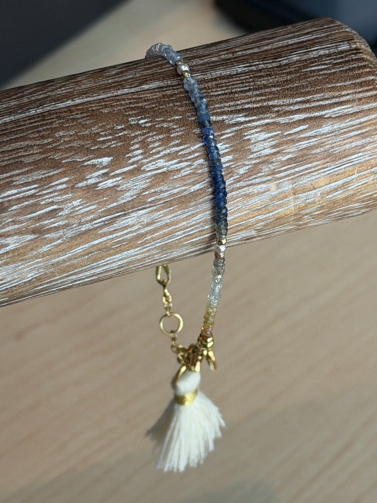 Aria bracelet #3 2mm Sapphire, freshwater pearl, 18k gold plated stainless steel