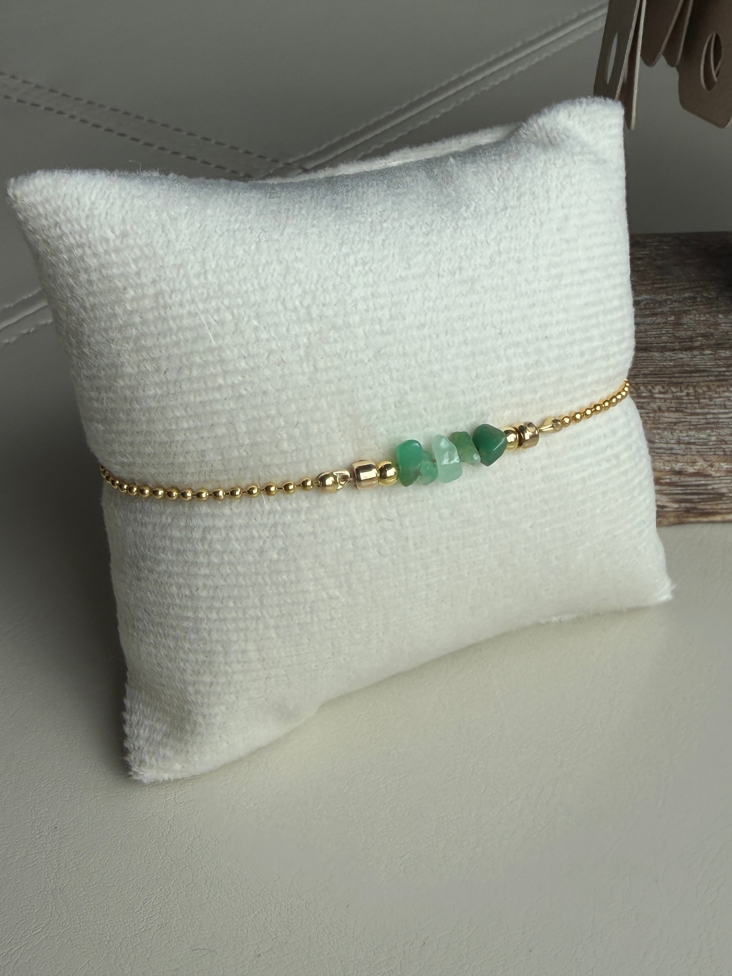 Solo #3 Chrysoprase and Gold single bracelet