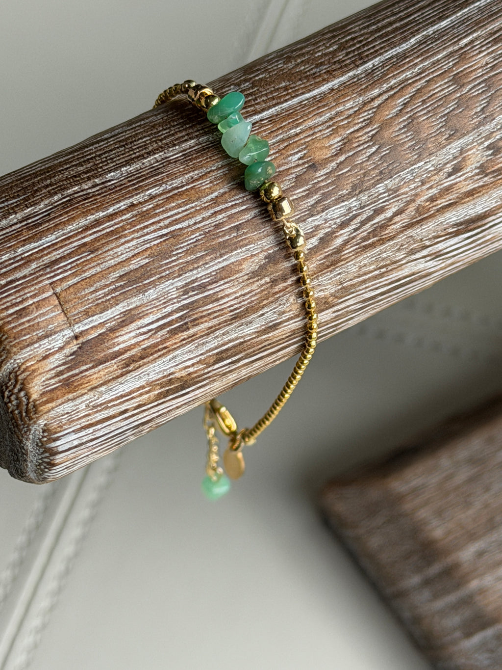 Solo #3 Chrysoprase and Gold single bracelet