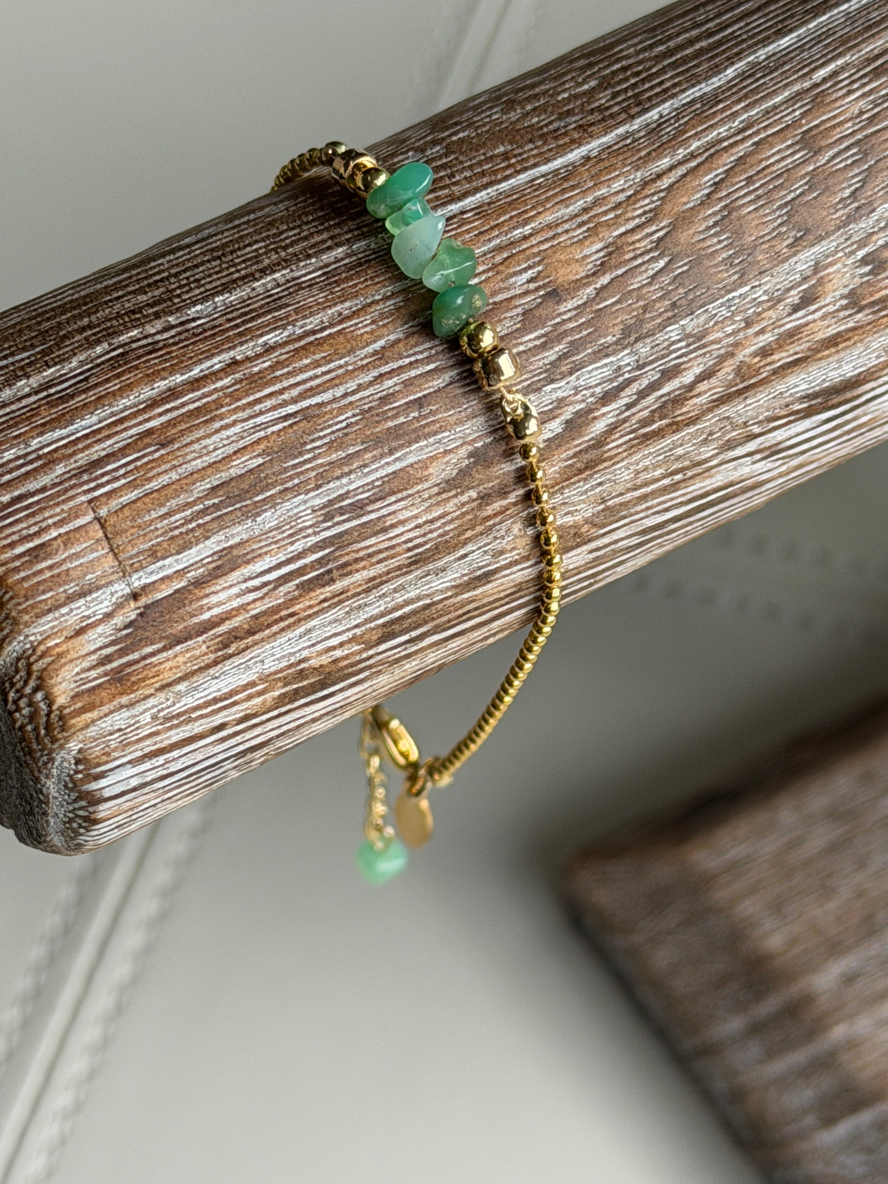 Solo #3 Chrysoprase and Gold single bracelet