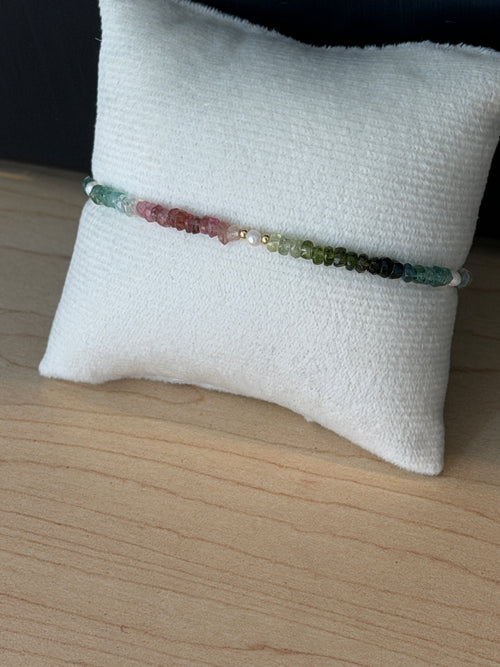 Aria bracelet #5 Tourmaline, freshwater pearl, tassel*