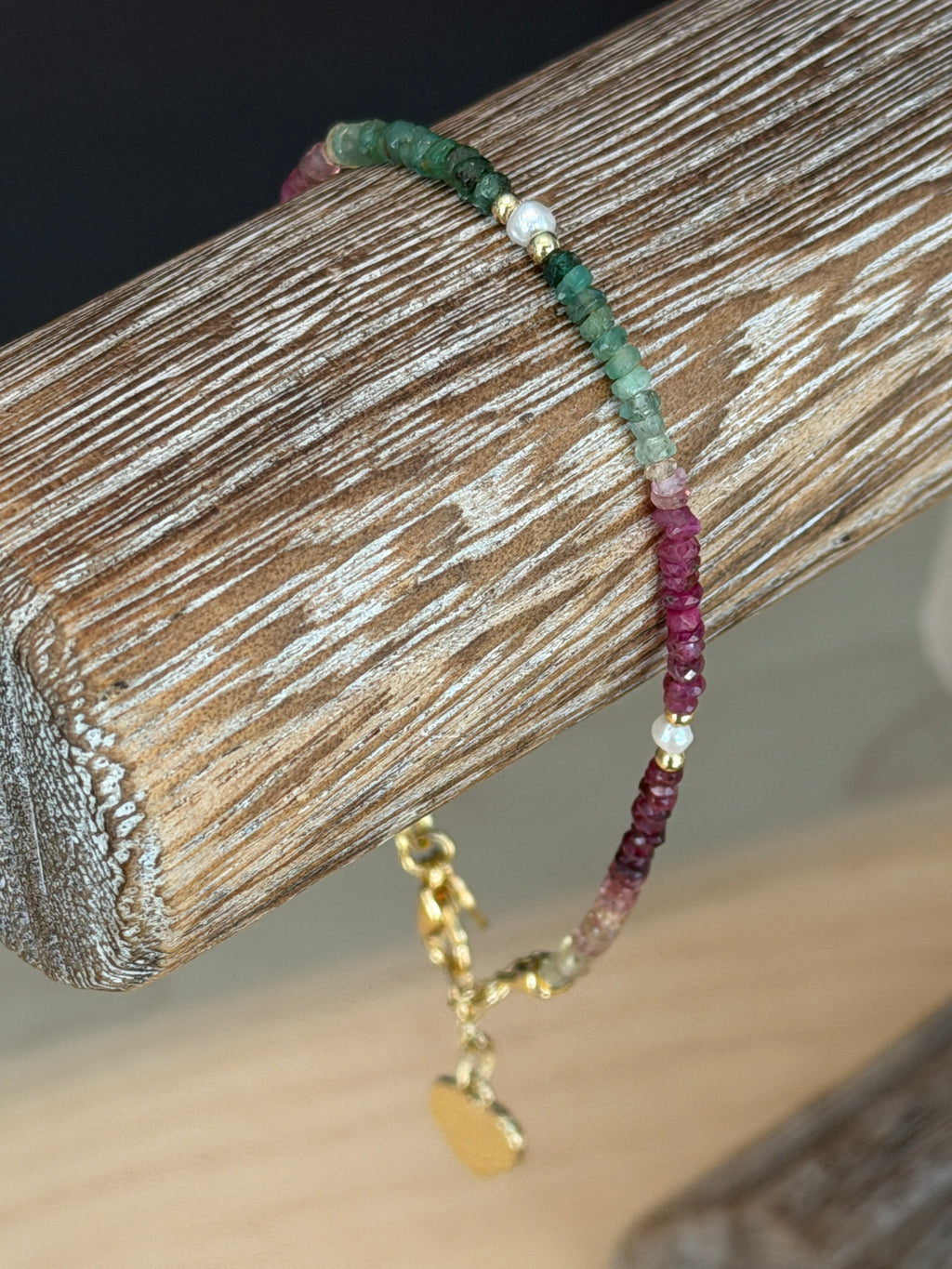 Aria bracelet #6 Sapphire & Pearl wit 14k gold plated accents