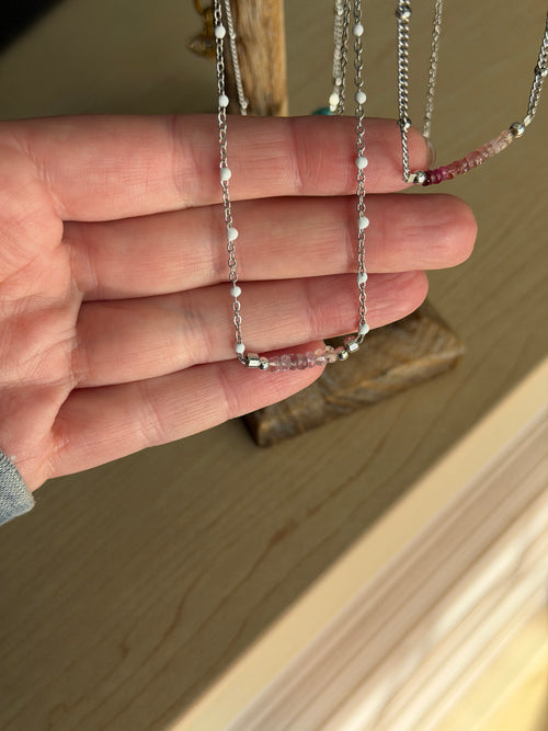 Amethyst 4mm with stainless steel chain