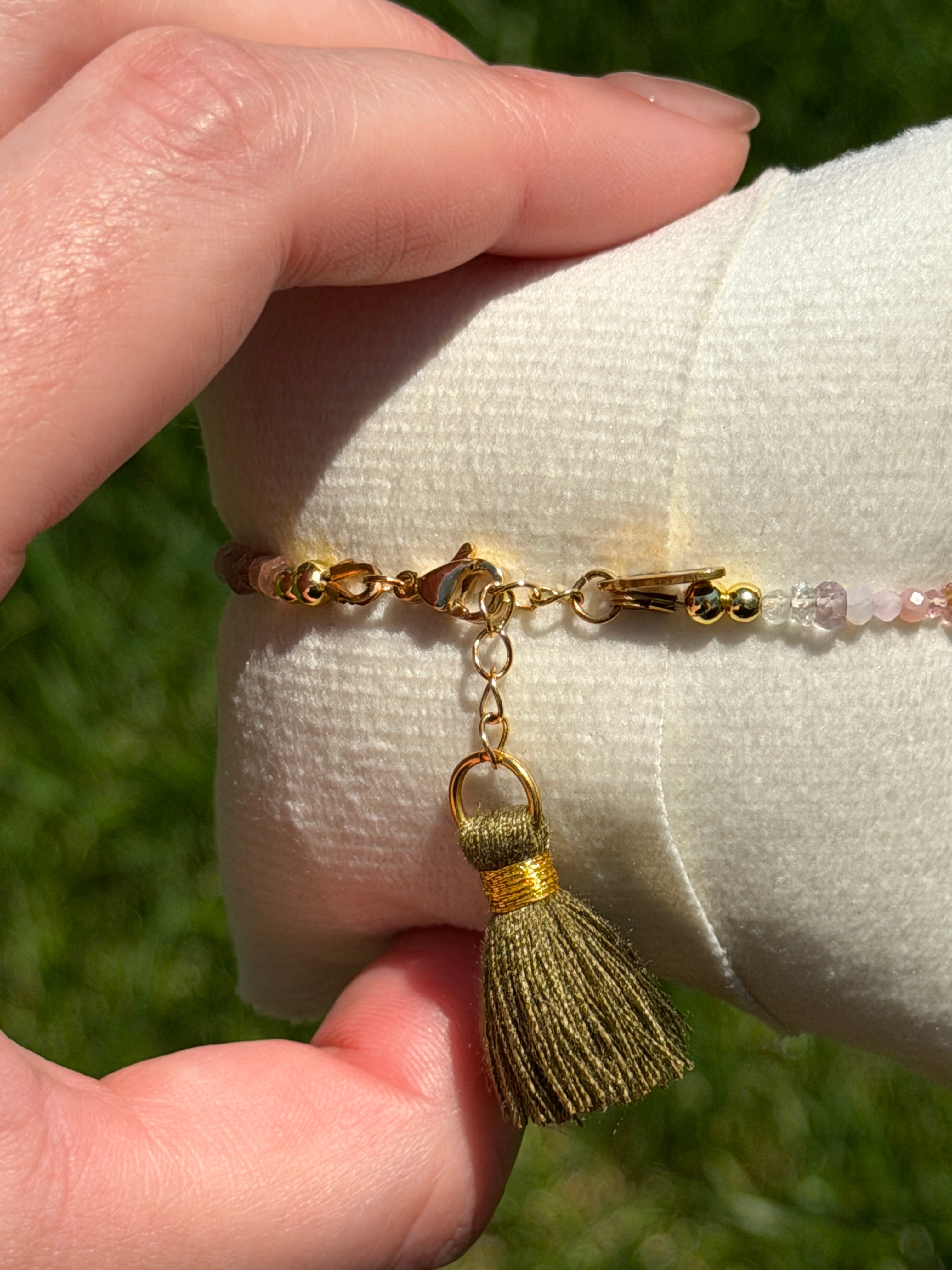 Aria bracelet #11 Tourmaline & Pearl with 14k gold plated accents*