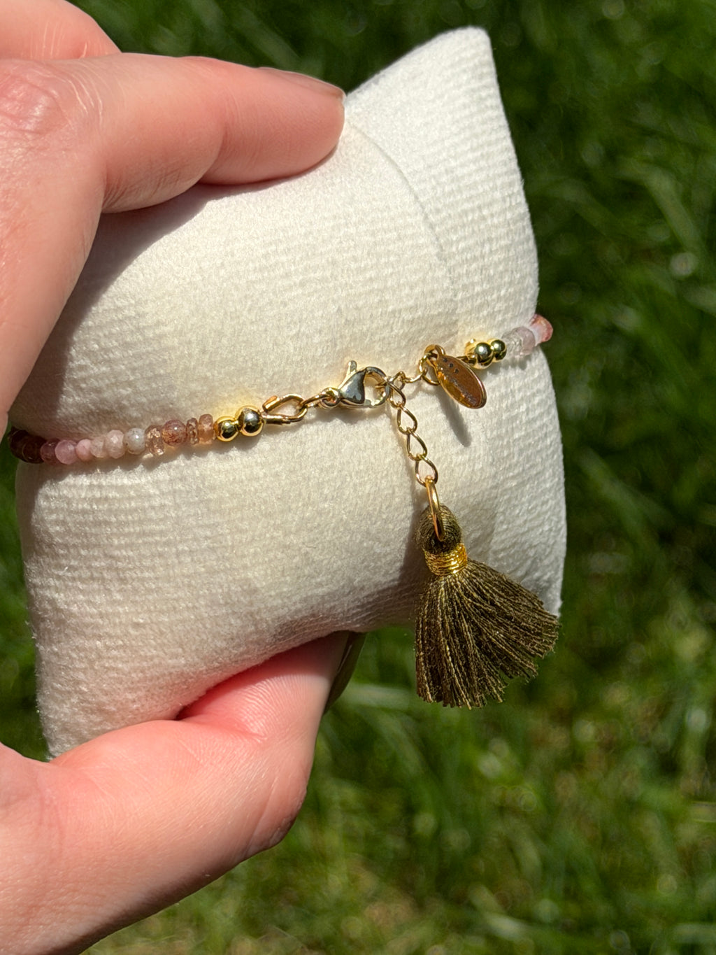 Aria bracelet #11 Tourmaline & Pearl with 14k gold plated accents*