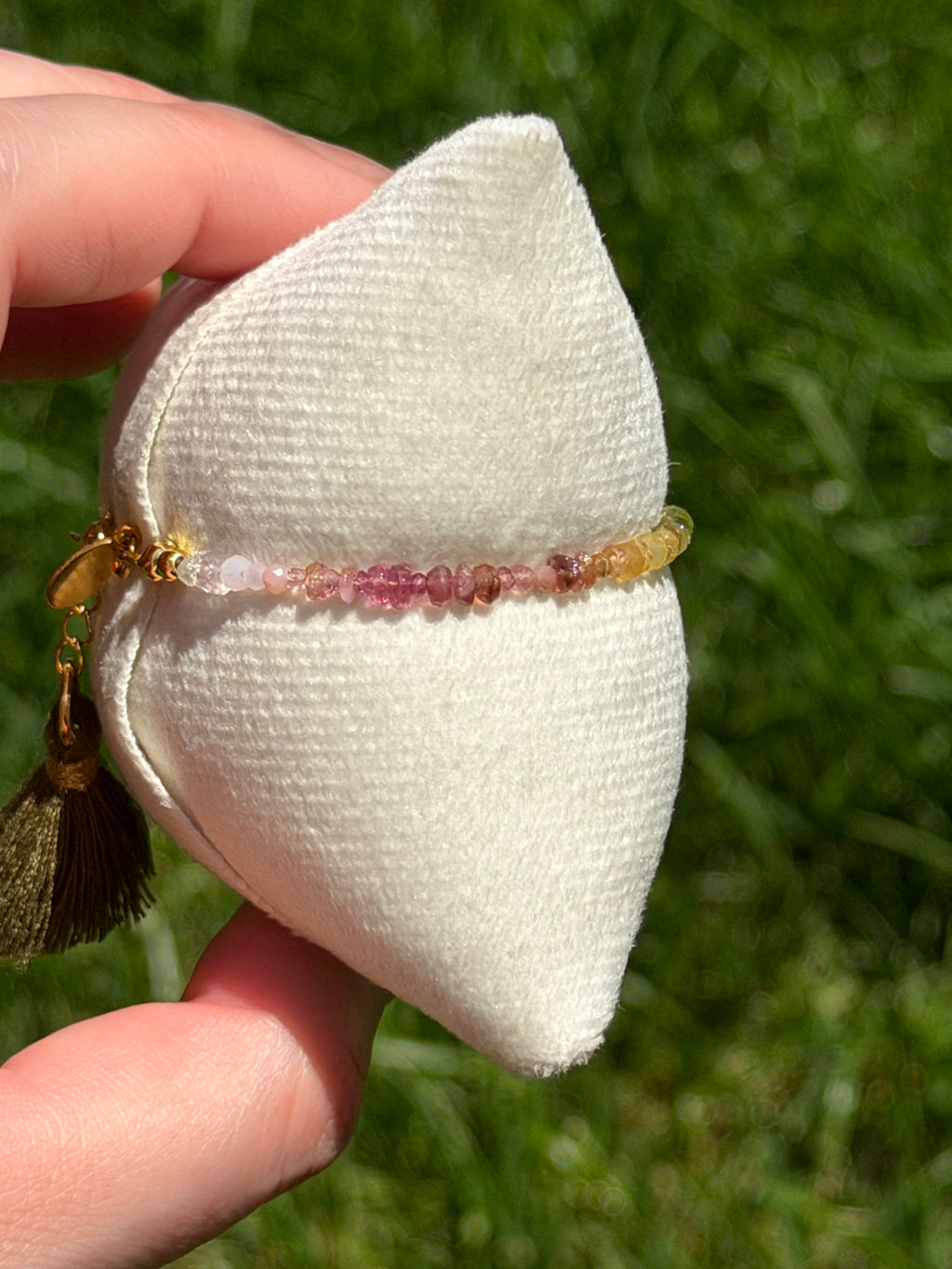Aria bracelet #11 Tourmaline & Pearl with 14k gold plated accents*