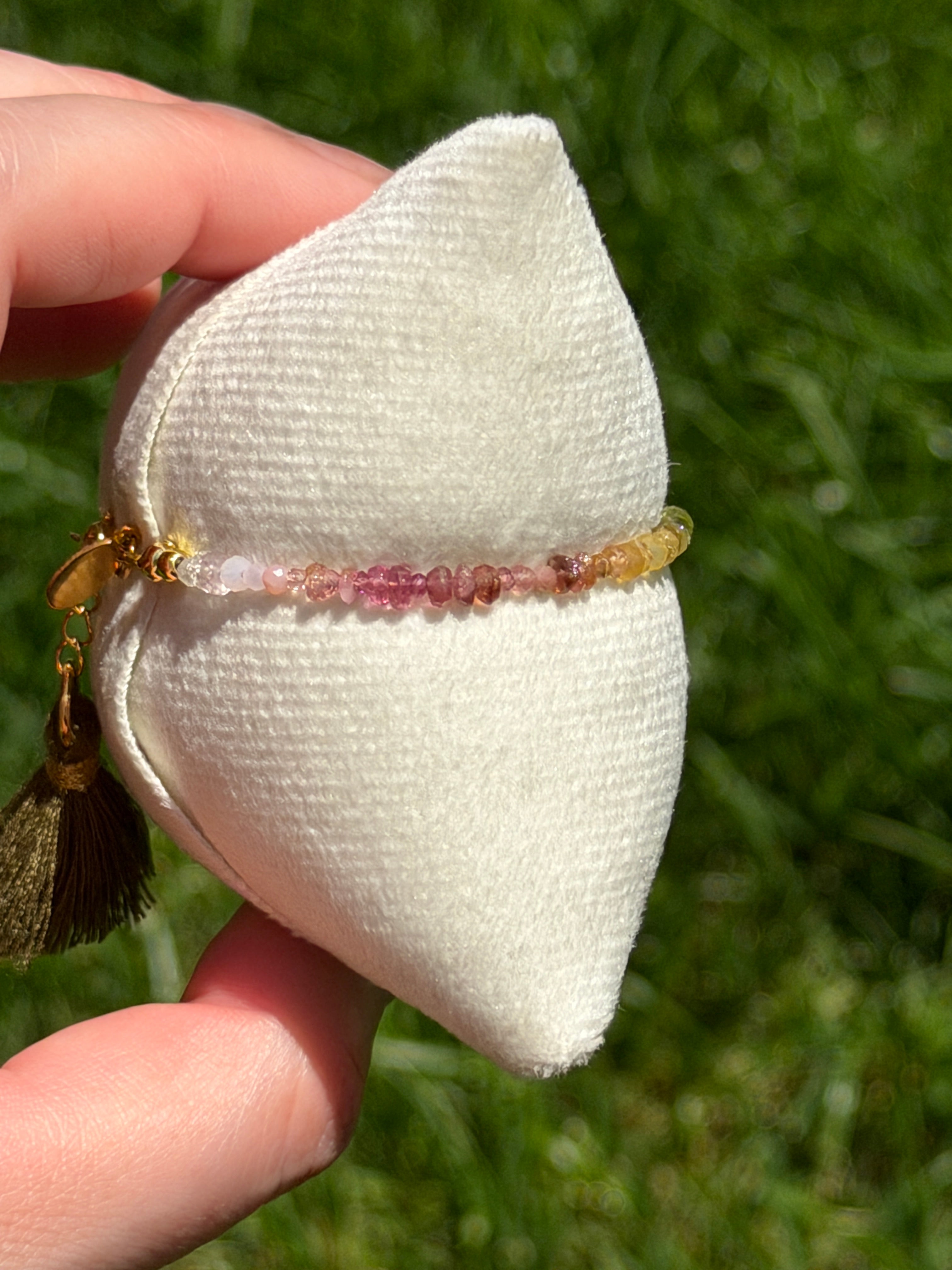 Aria bracelet #11 Tourmaline & Pearl with 14k gold plated accents*