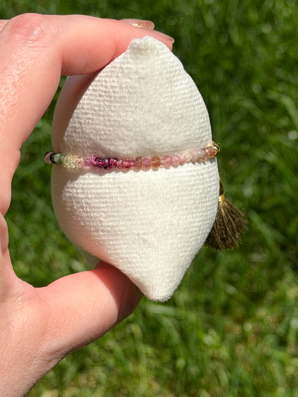Aria bracelet #11 Tourmaline & Pearl with 14k gold plated accents*