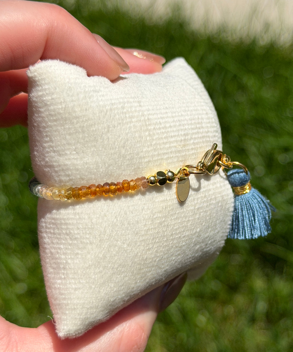Aria bracelet #10 Tourmaline & Pearl with 14k gold plated accents