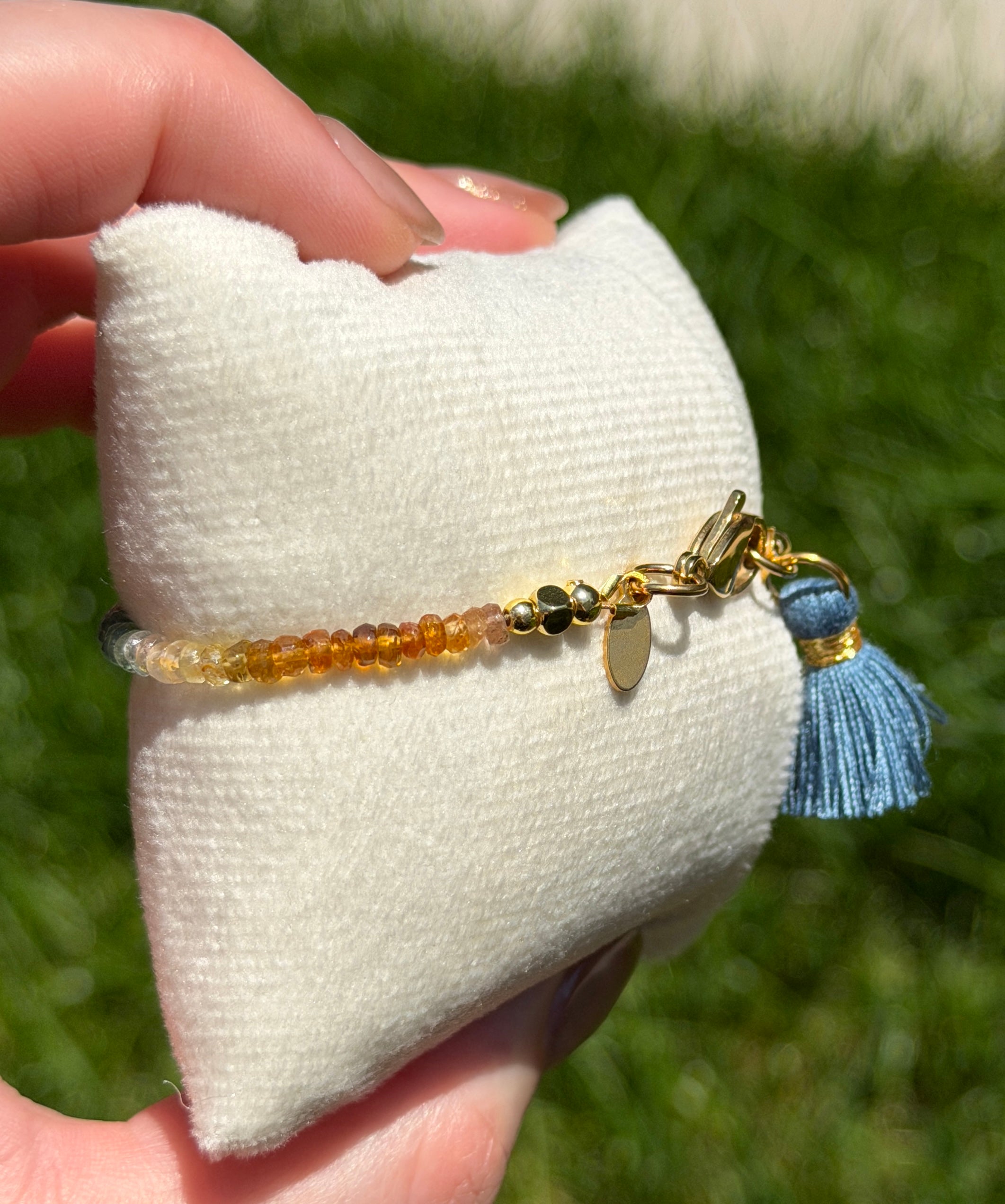 Aria bracelet #10 Tourmaline & Pearl with 14k gold plated accents