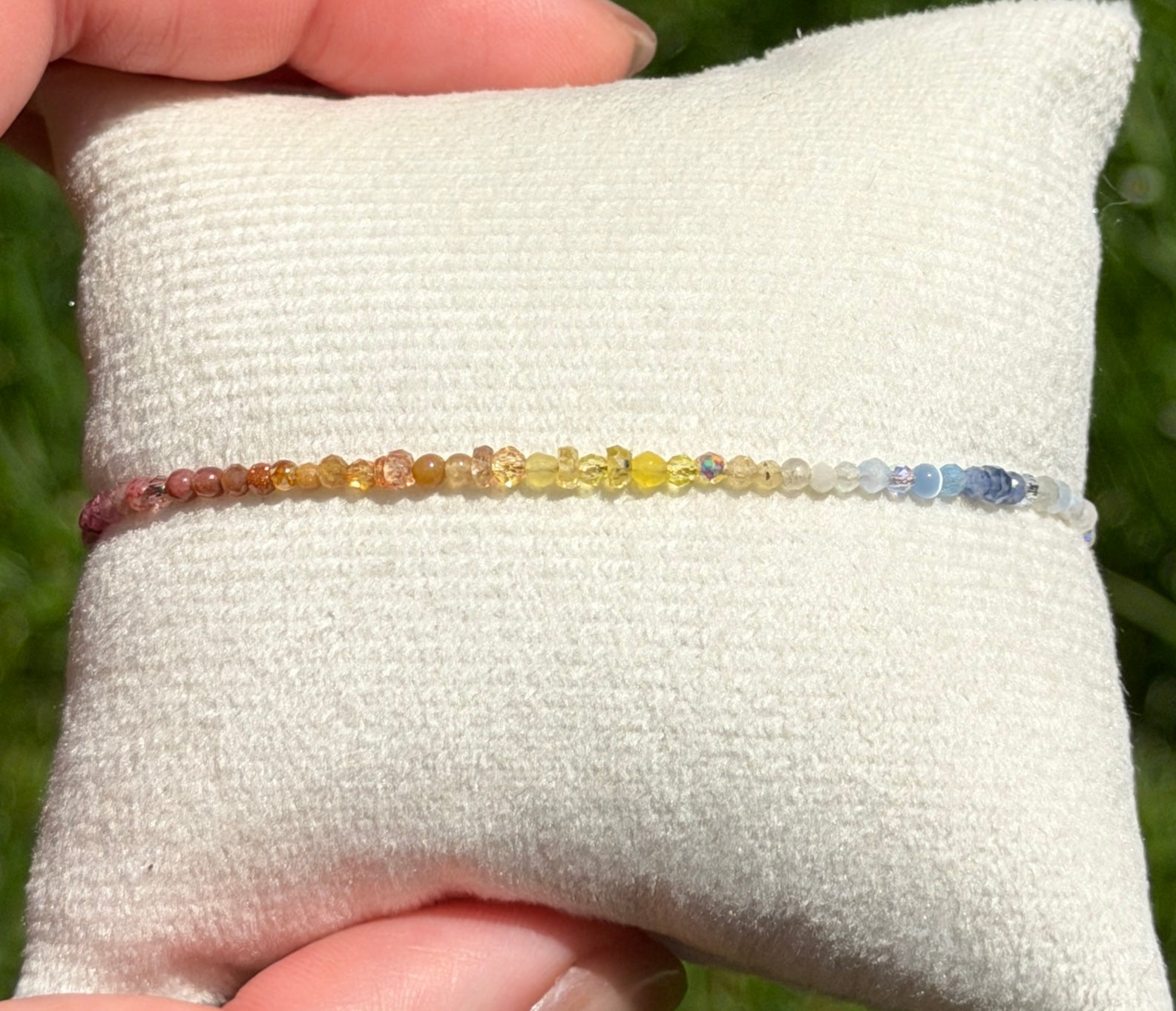 Solo bracelet #14 Mixed gemstones, glass, and pearl beads