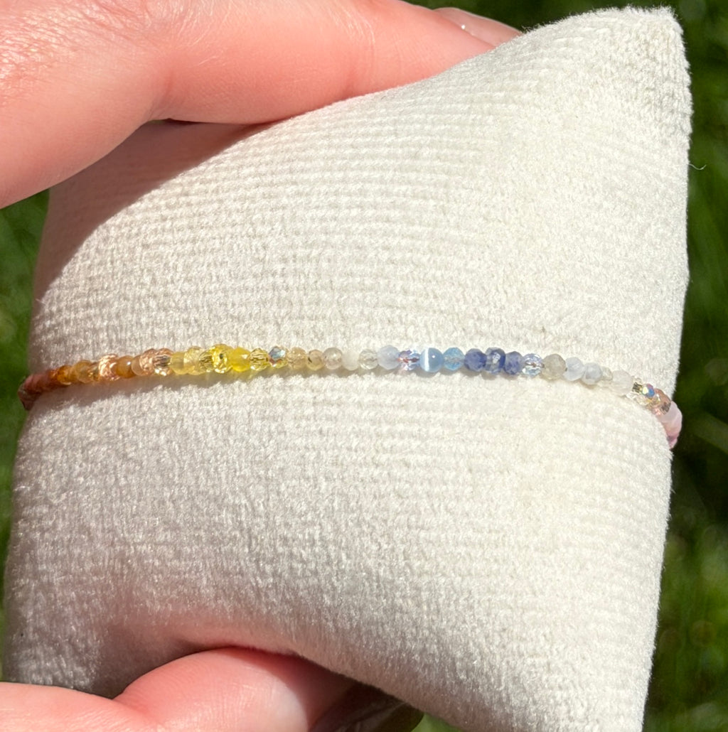 Solo bracelet #14 Mixed gemstones, glass, and pearl beads