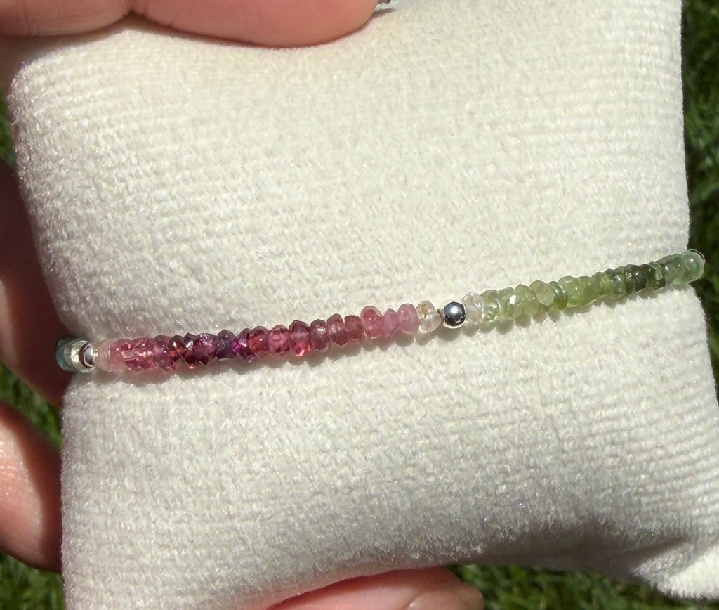 Aria bracelet #14 Tourmaline with Stainless steel silver plated accents