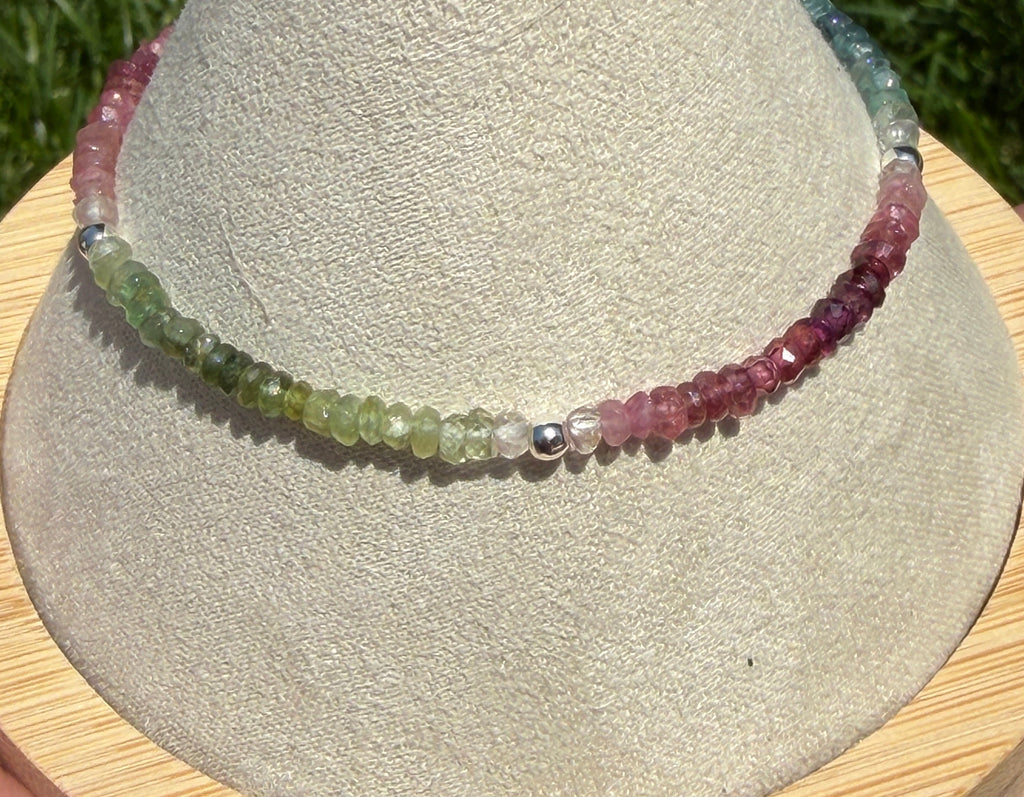 Aria bracelet #14 Tourmaline with Stainless steel silver plated accents
