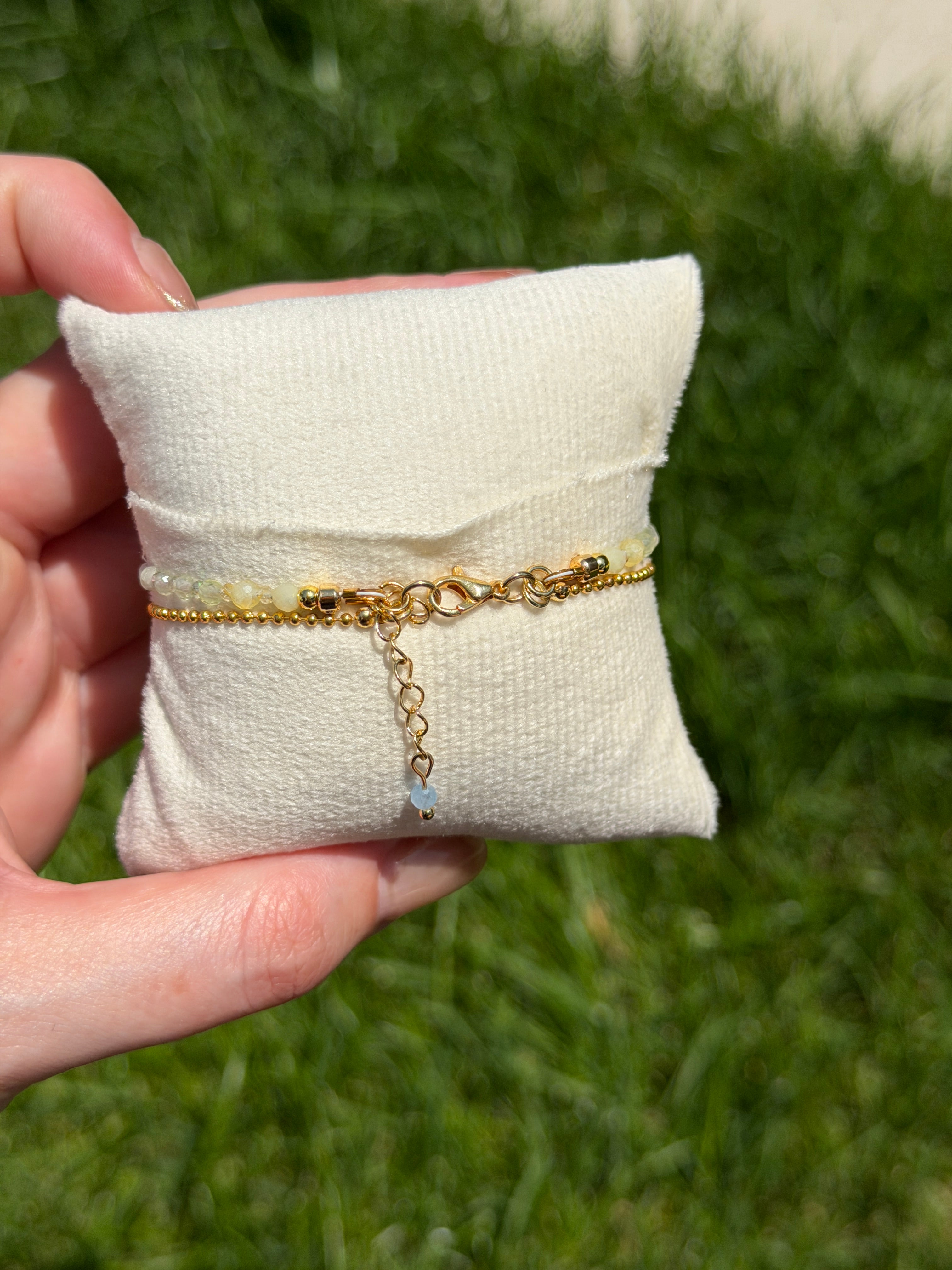 Duet bracelet #21 Aquamarine and blue crystal