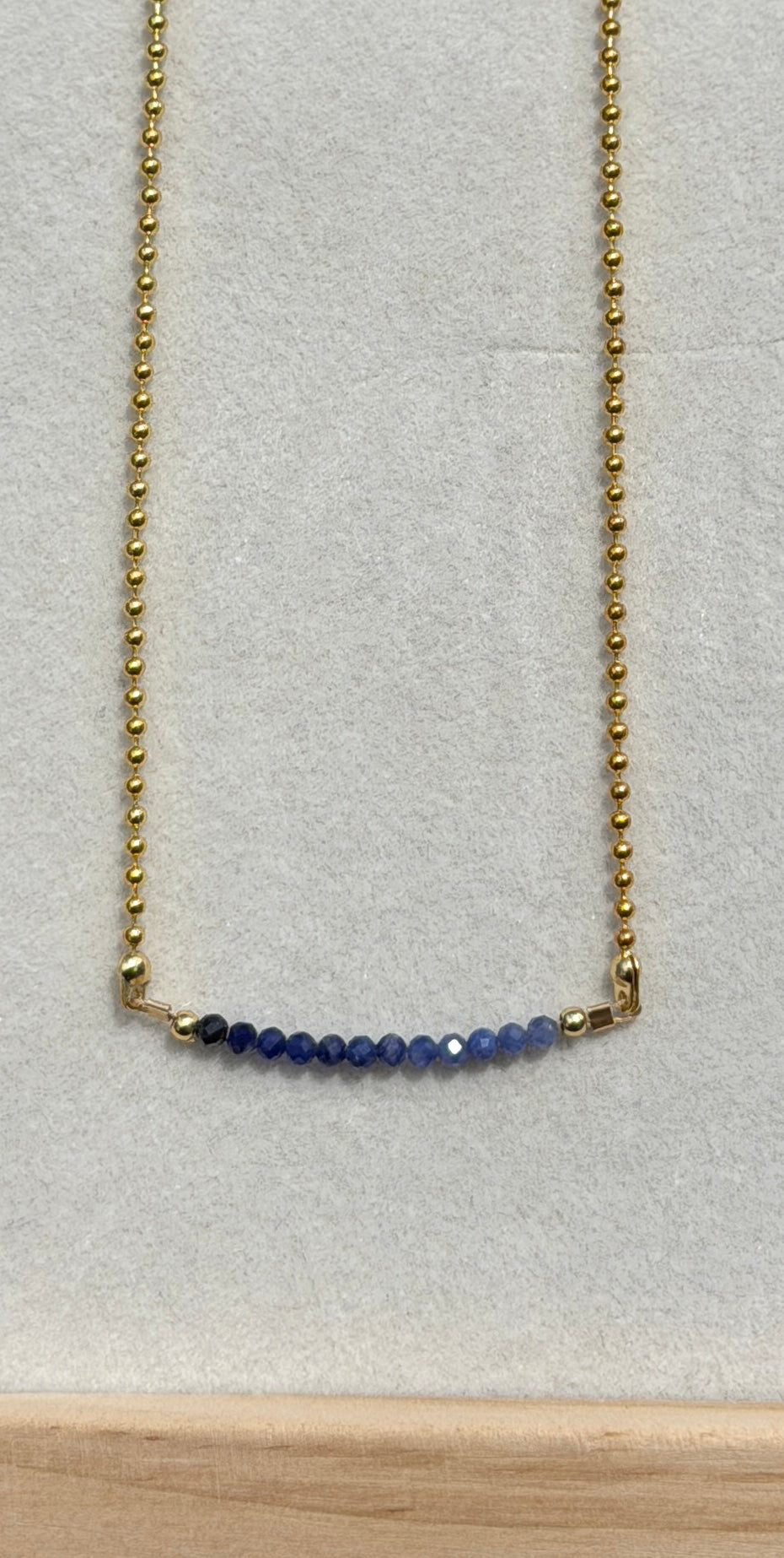 Lapis Lazuli Necklace 2mm beads with gold plated chain