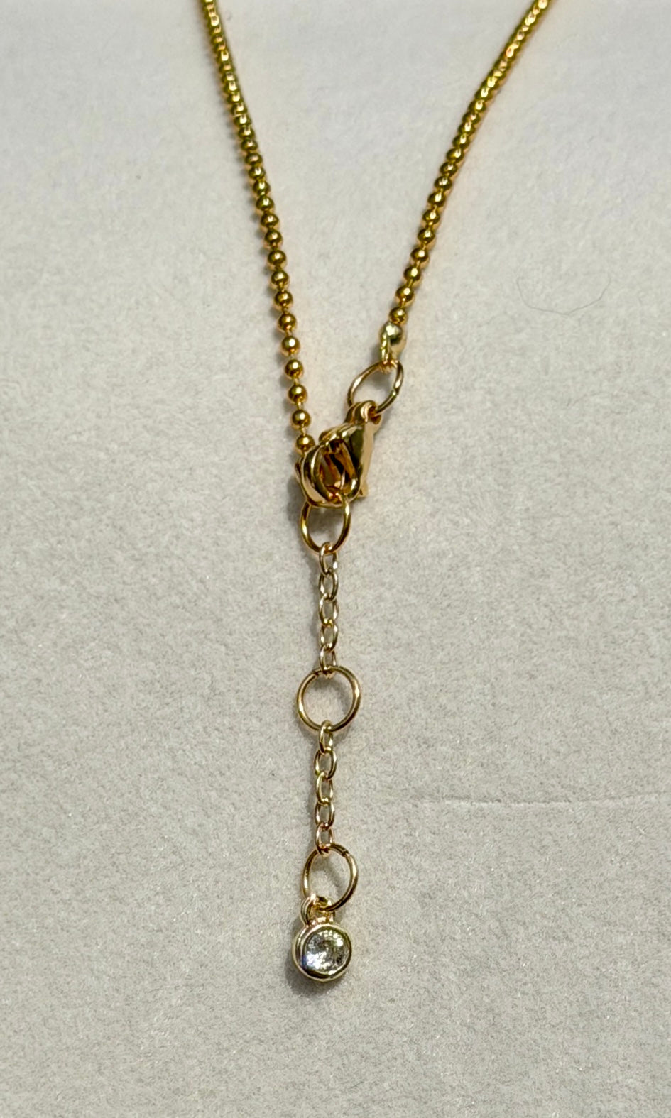 Crystal Quartz 4mm beads with gold plated chain