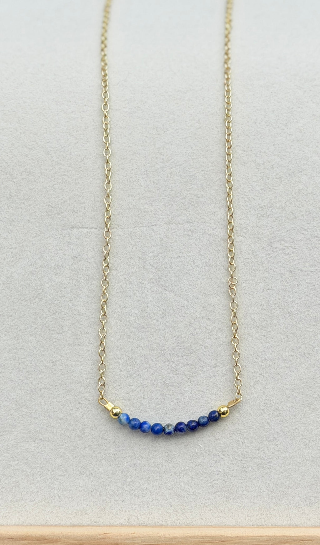 Lapis Lazuli Necklace 3mm beads with gold filled chain