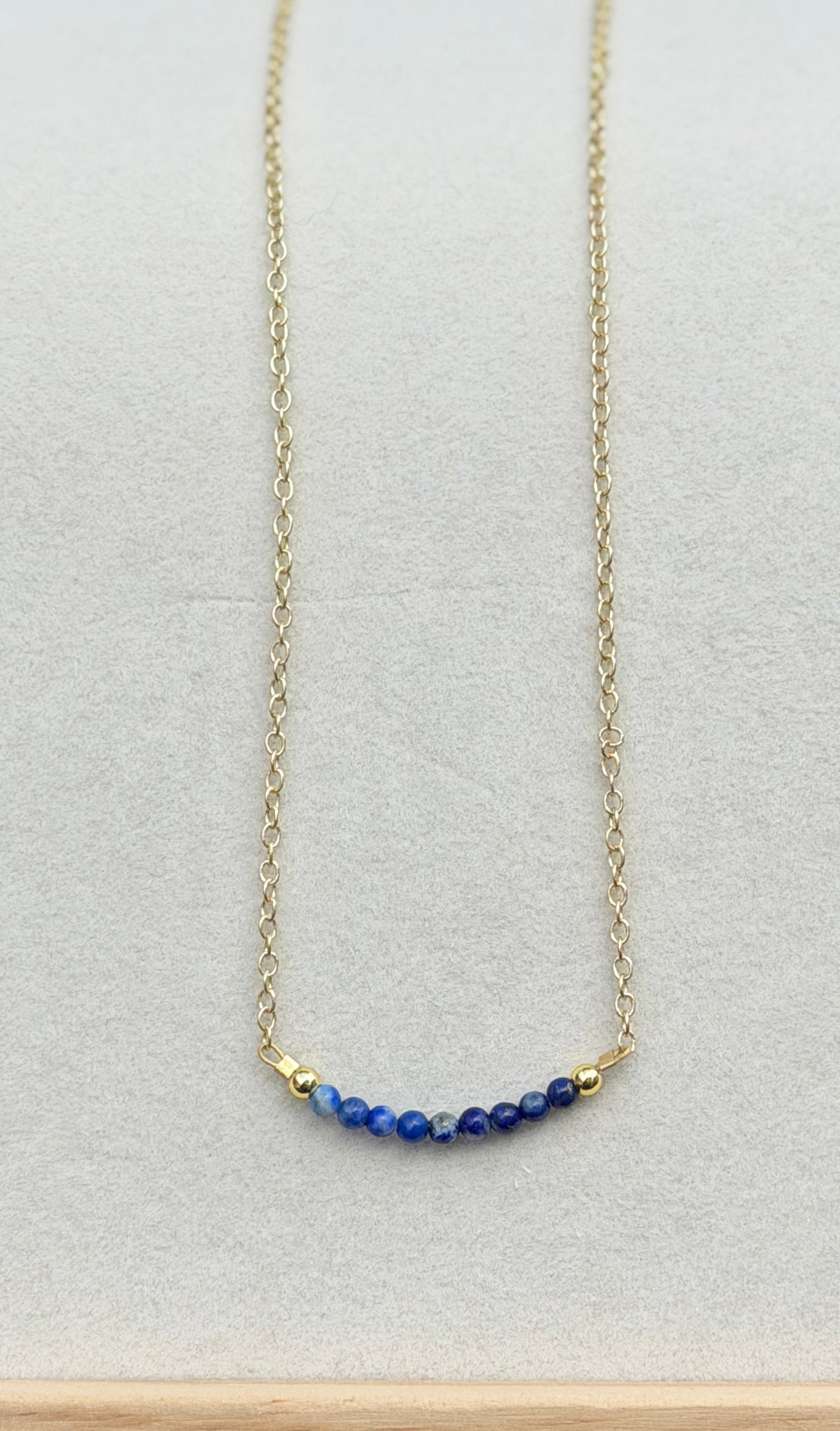 Lapis Lazuli Necklace 3mm beads with gold filled chain