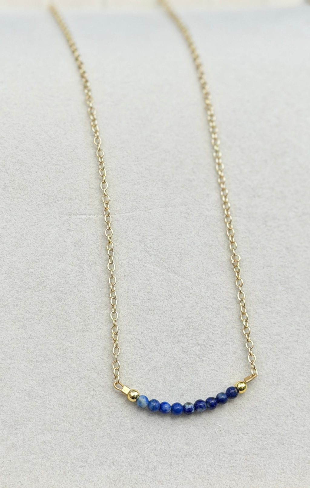 Lapis Lazuli Necklace 3mm beads with gold filled chain
