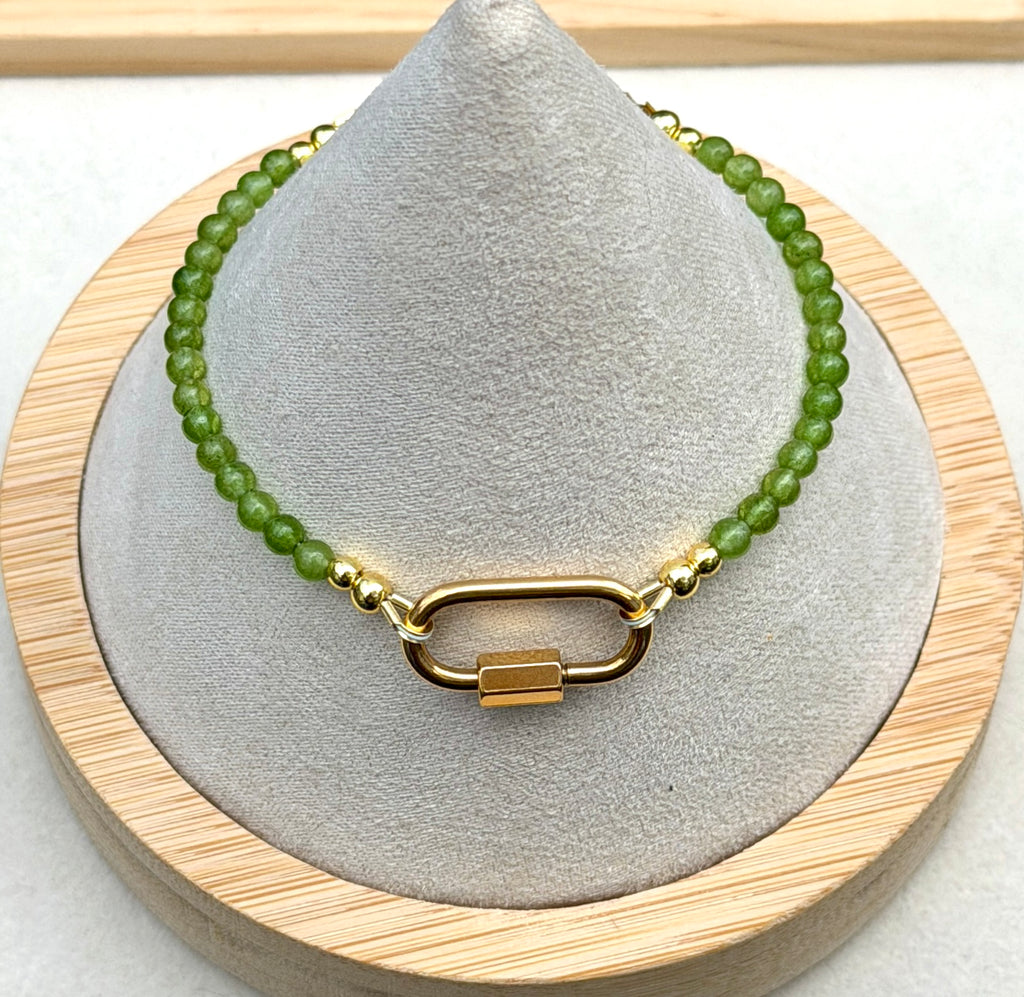 Solo bracelet #21 4mm jade beads and 18k gold filled