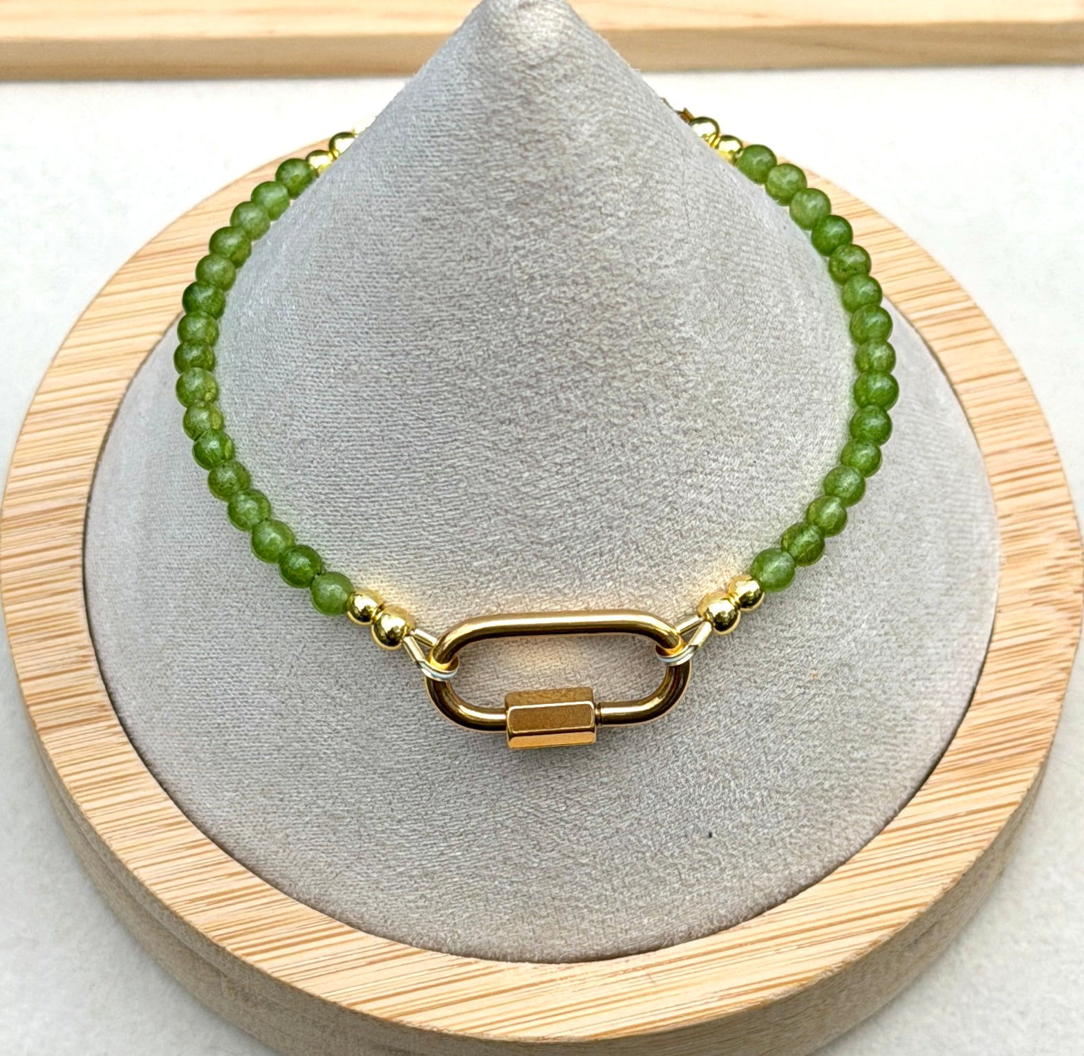 Solo bracelet #21 4mm jade beads and 18k gold filled