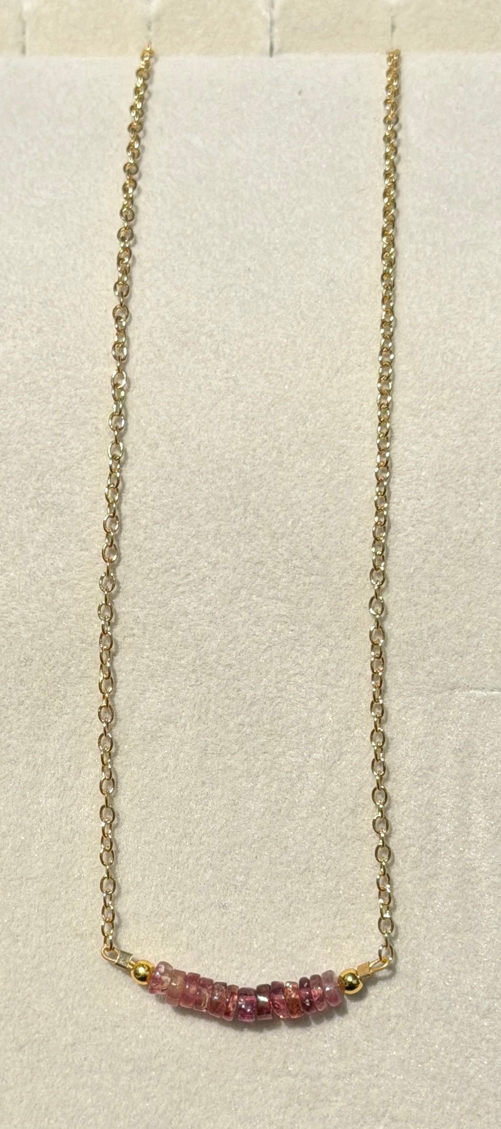 Tourmaline 4mm beads with gold filled chain