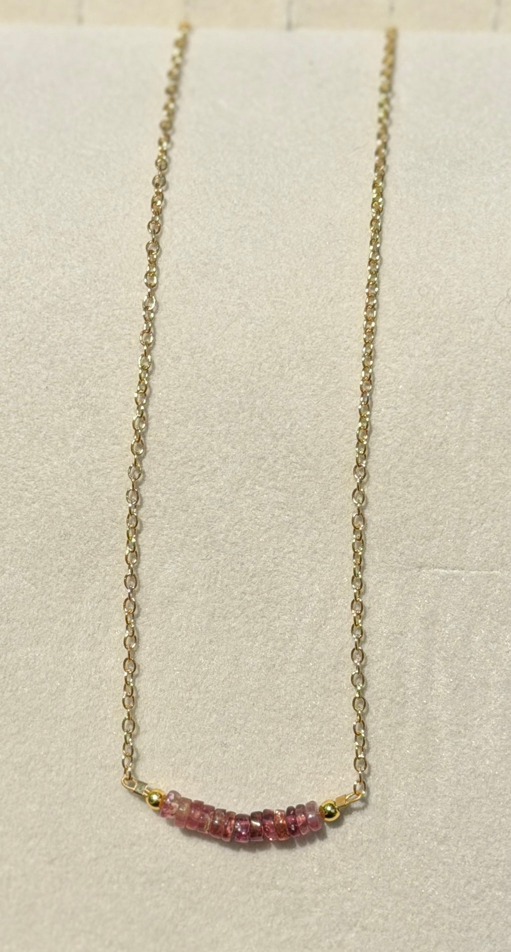 Tourmaline 4mm beads with gold filled chain