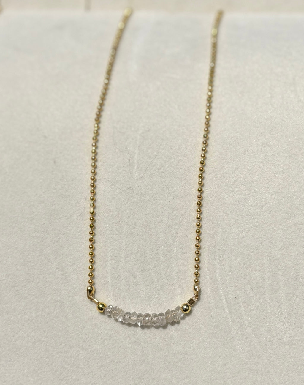 Crystal Quartz 4mm beads with gold plated chain